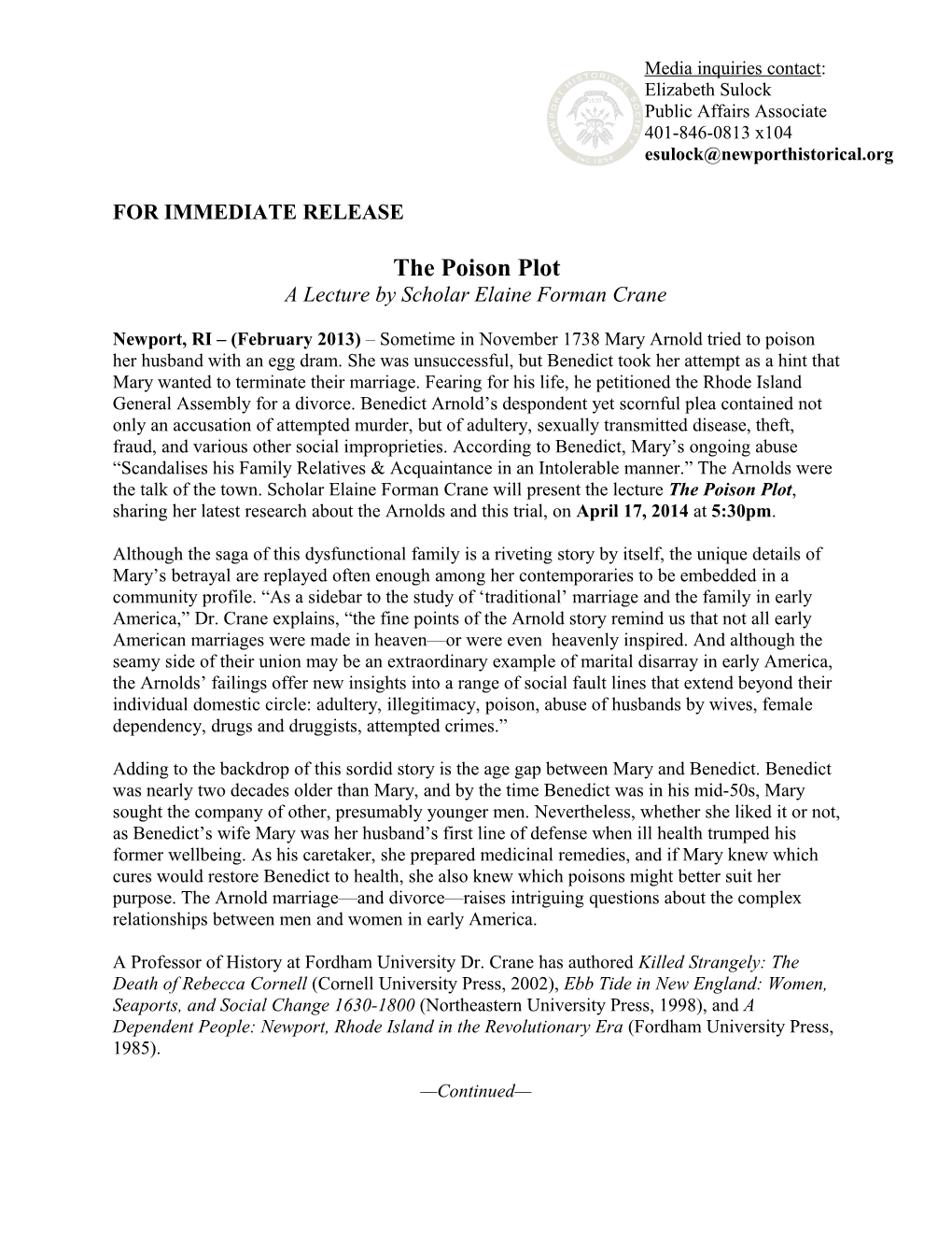 For Immediate Release s355