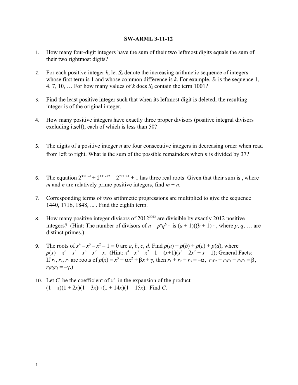 How Many Four-Digit Integers Have the Sum of Their Two Leftmost Digits Equals the Sum Of