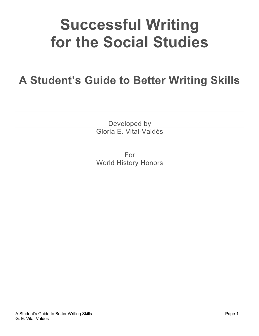 For the Social Studies