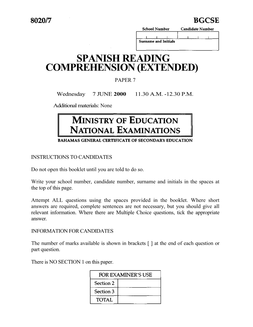 Spanish Reading Comprehension (Extended)