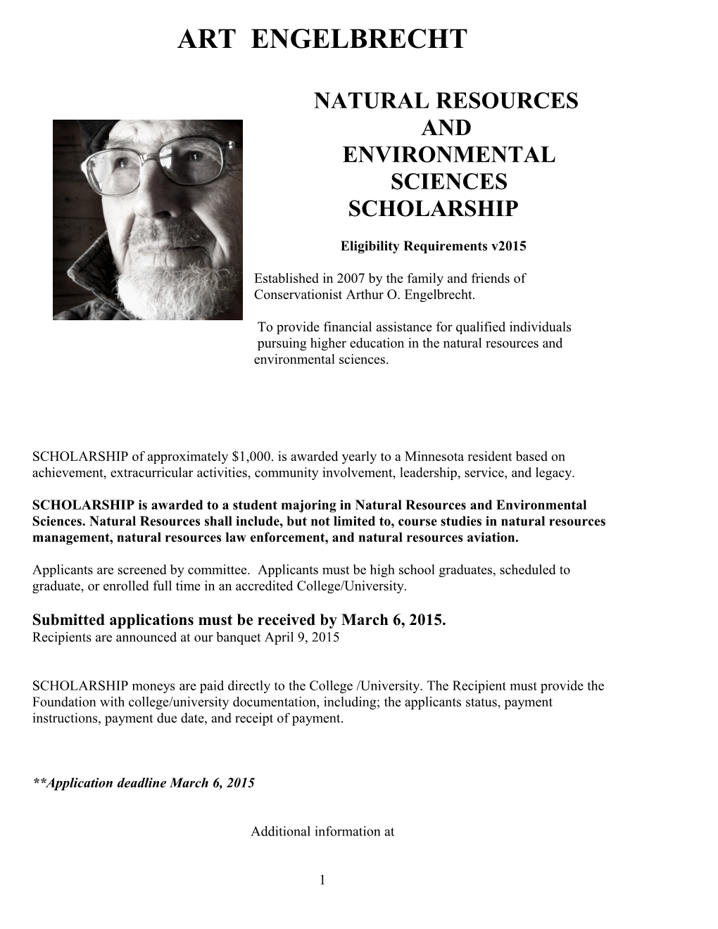 Rt Engelbrecht Environmental Scholarship