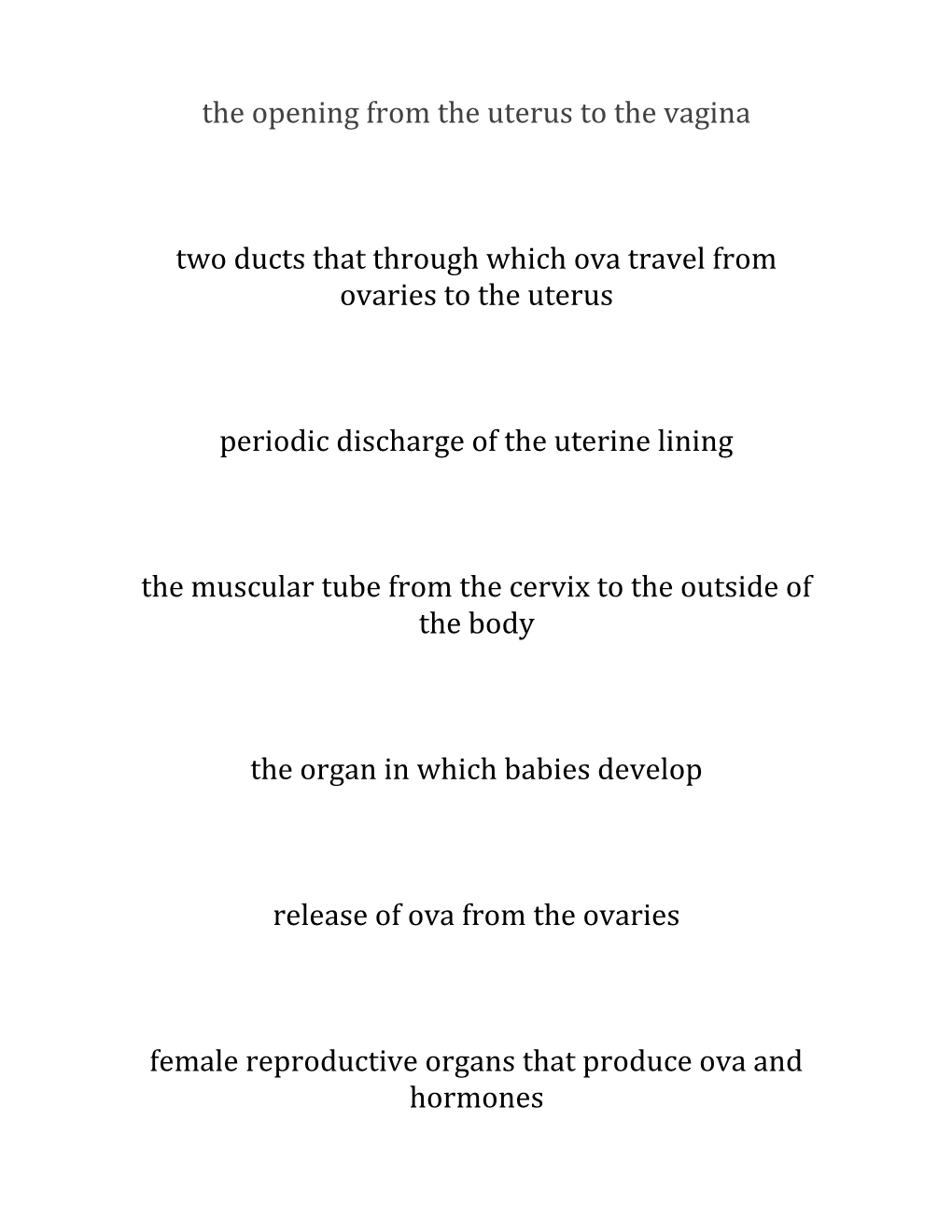 The Opening from the Uterus to the Vagina