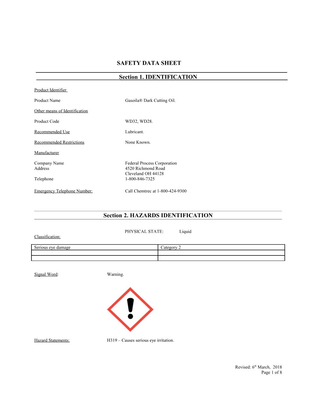 Material Safety Data Sheet s8