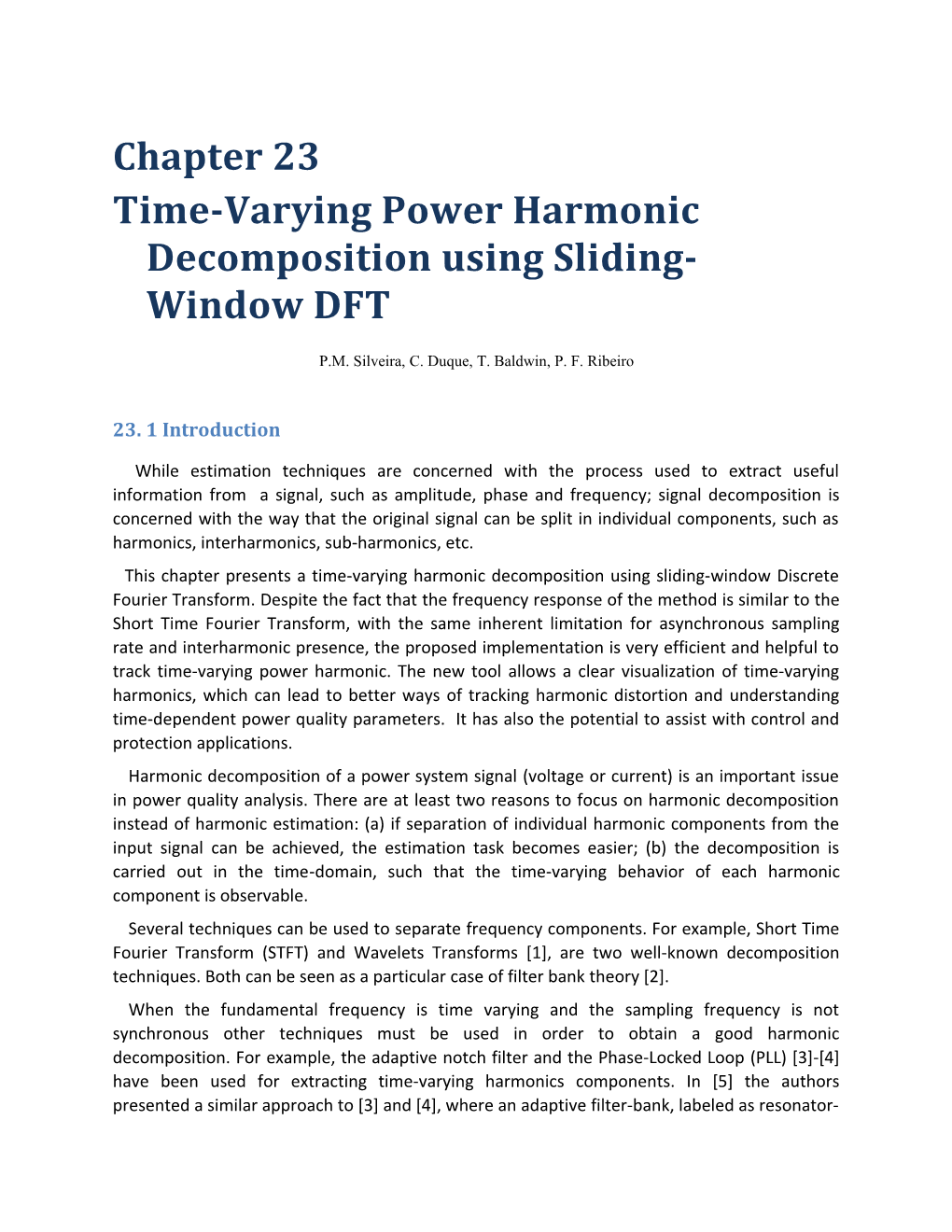 Time-Varying Power Harmonic Decomposition Using Sliding-Window DFT