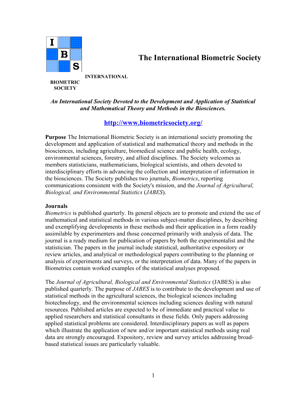 The International Biometric Society
