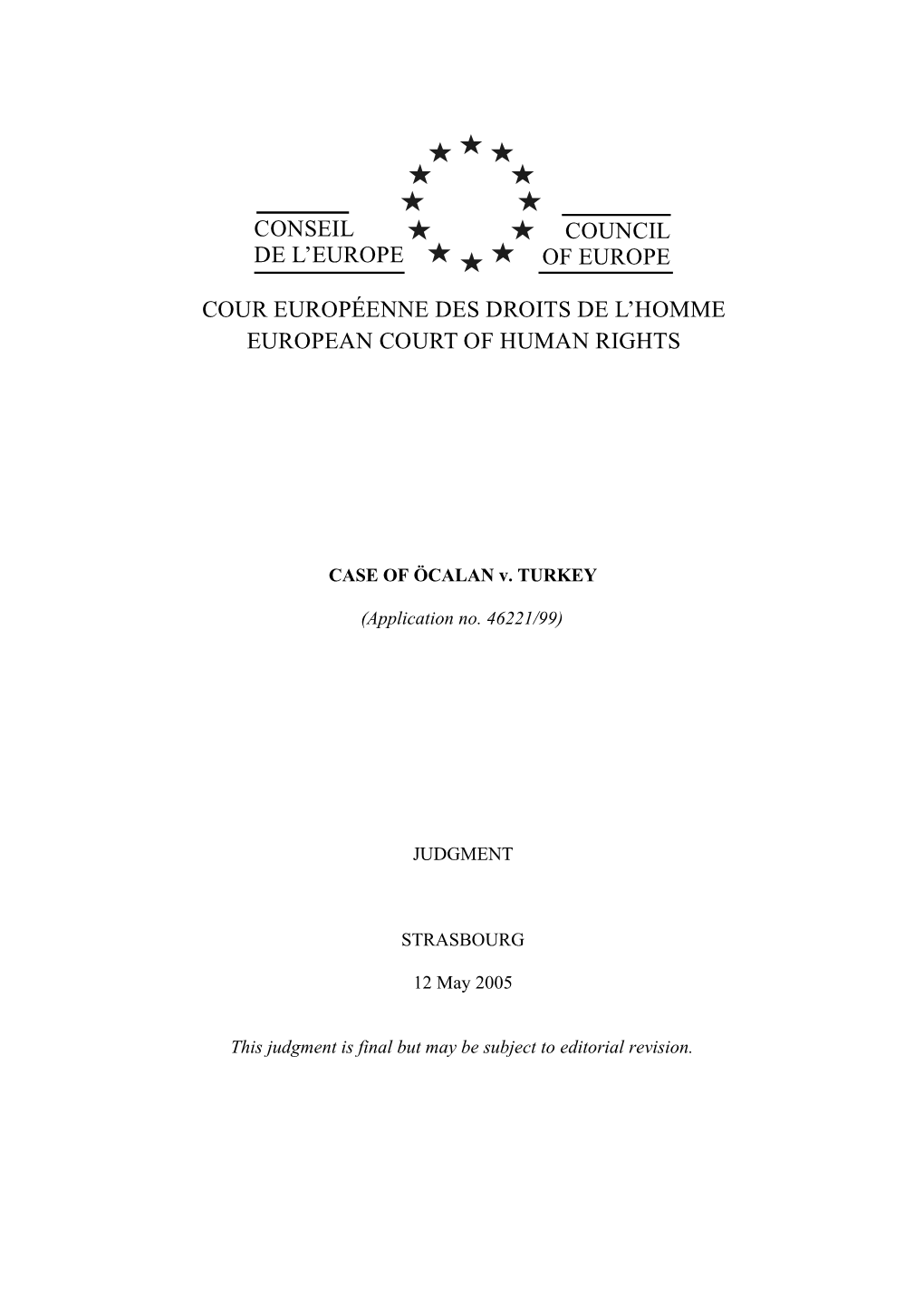 CASE of ÖCALAN V. TURKEY