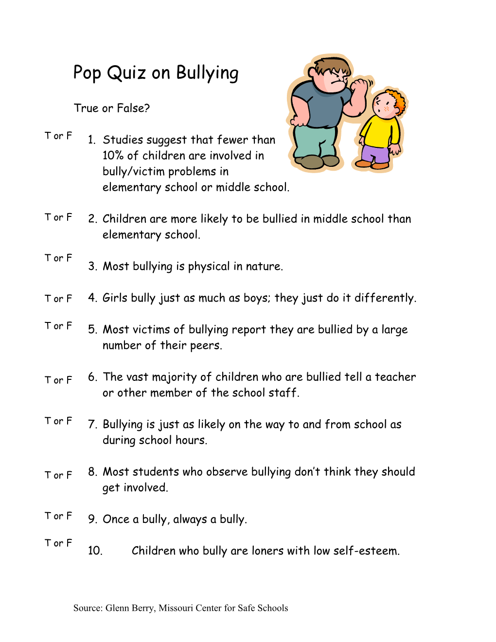 Pop Quiz on Bullying