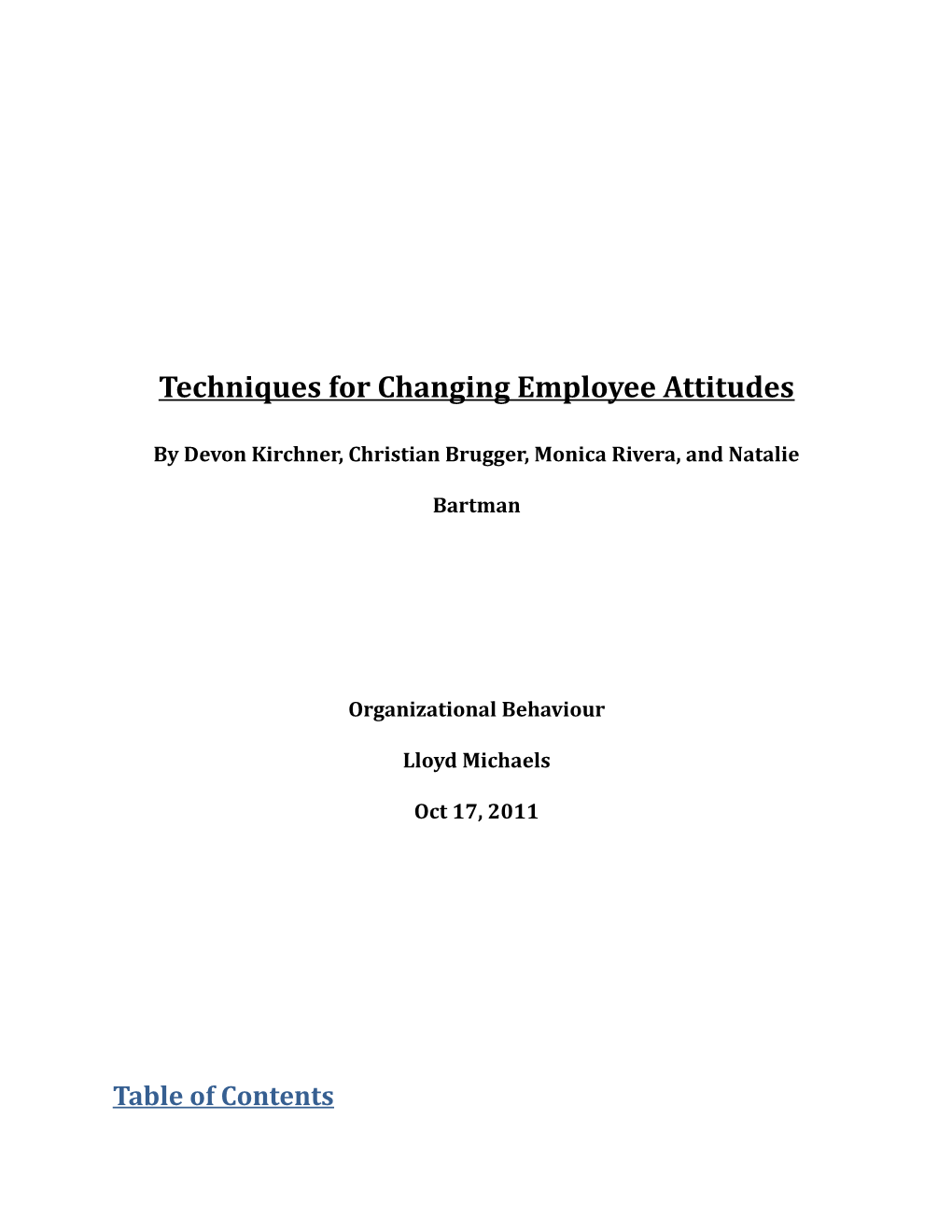 Techniques for Changing Employee Attitudes