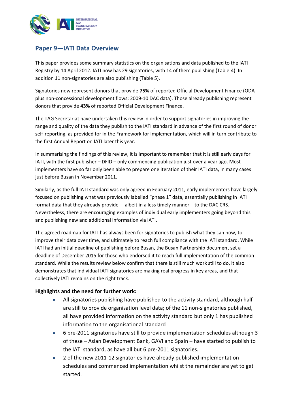 Paper 9 IATI Data Overview