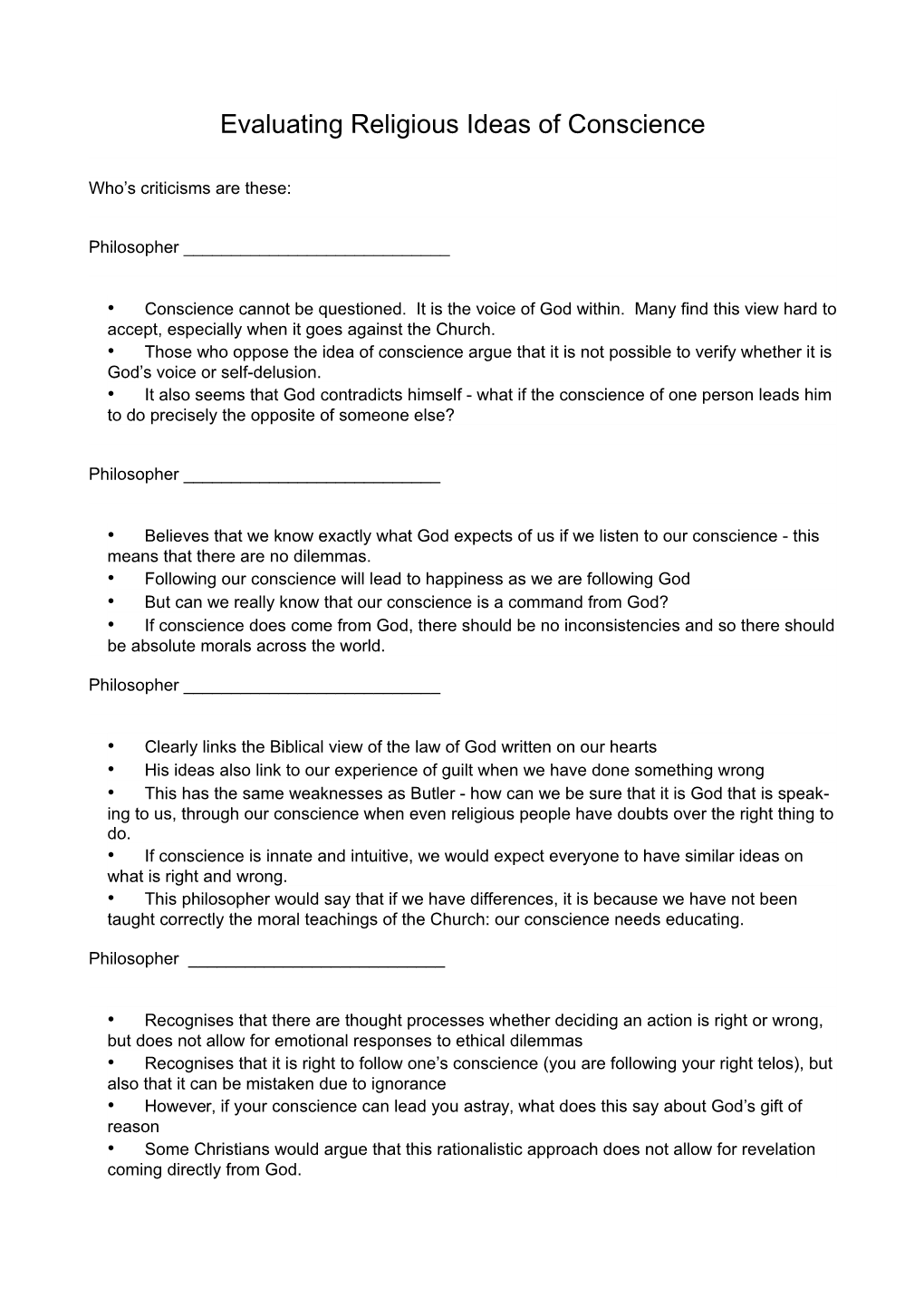 Evaluating Religious Ideas of Conscience