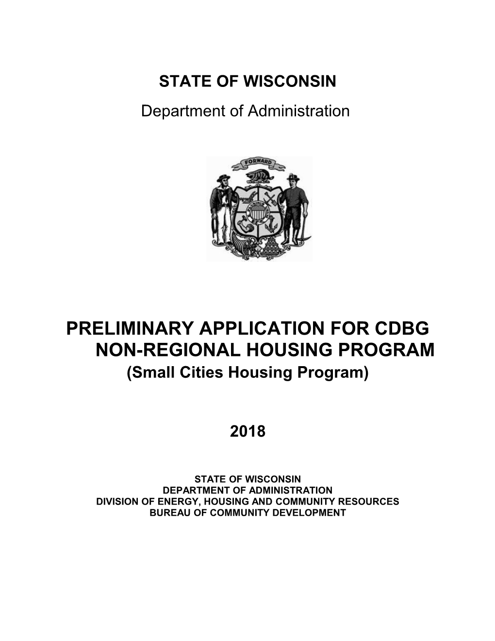 Preliminary Application for Cdbg Non-Regional Housing Program