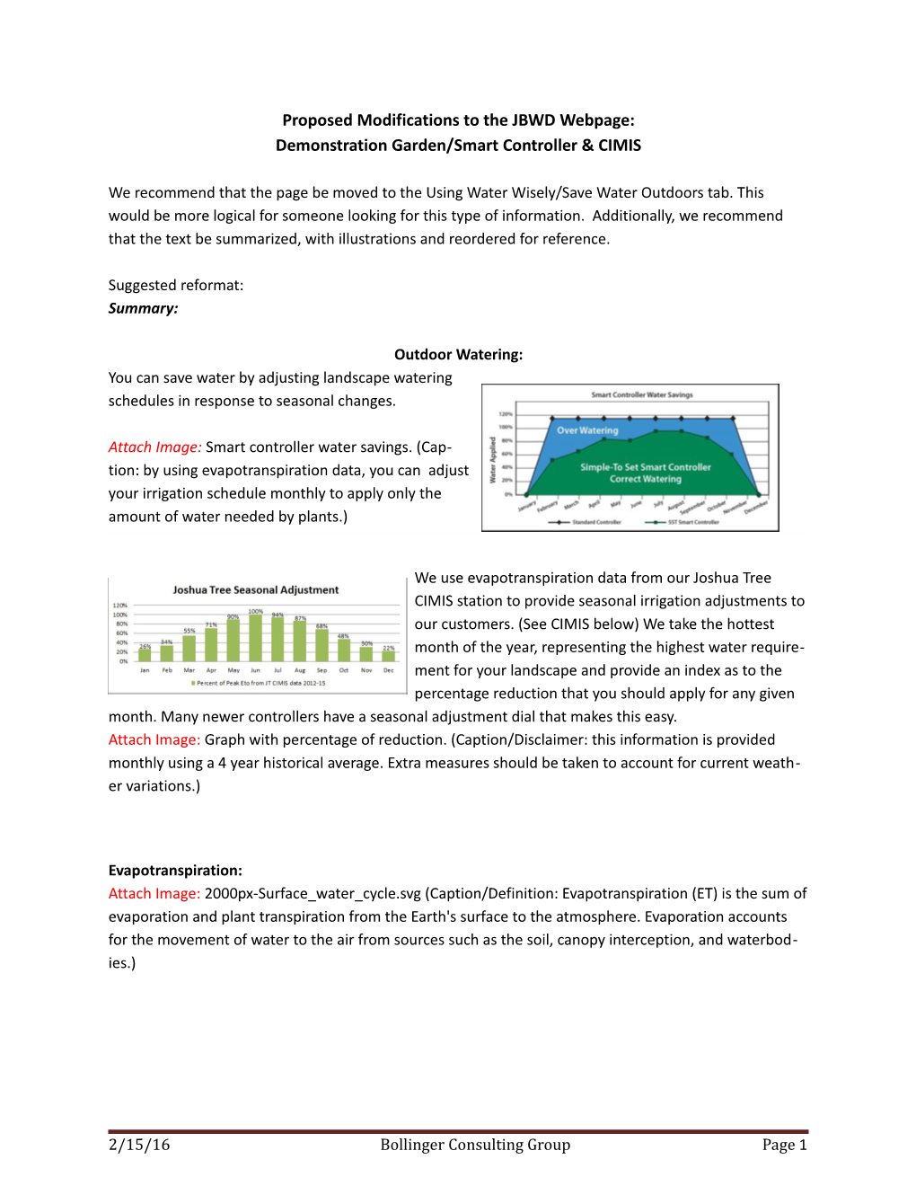 Proposed Modifications to the JBWD Webpage