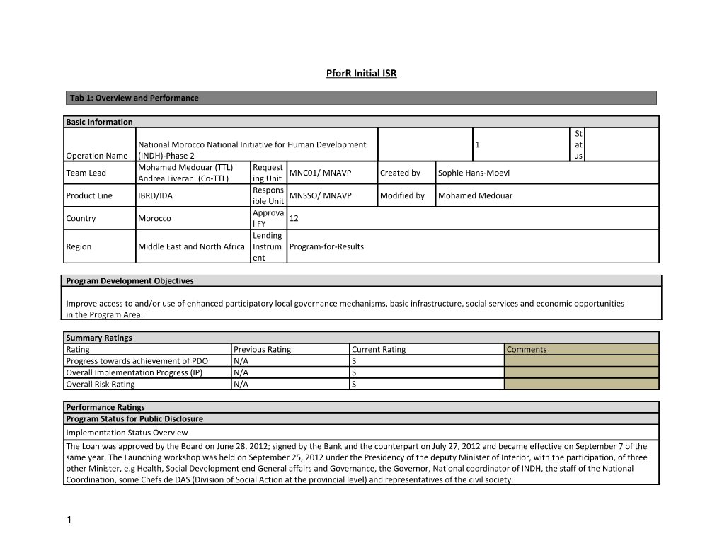 Tab 1: Overview and Performance