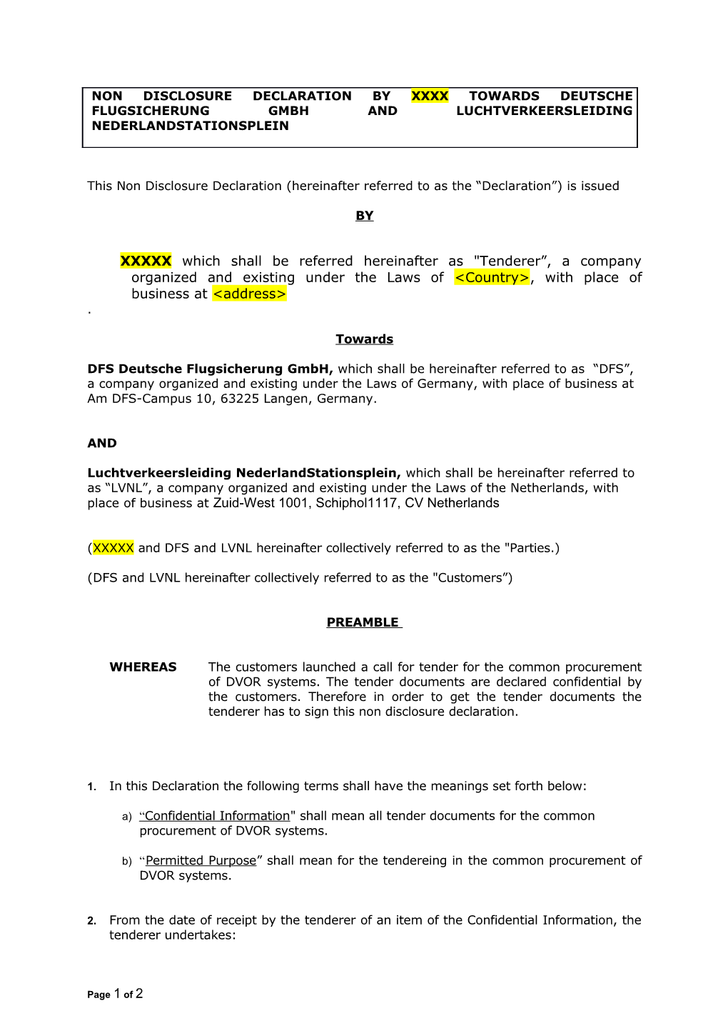 Non Disclosure Agreement Between Indra Sistemas, S