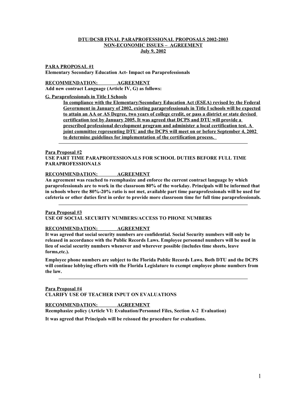 Dtu/Dcsb Paraprofessional Proposals 2002-2003