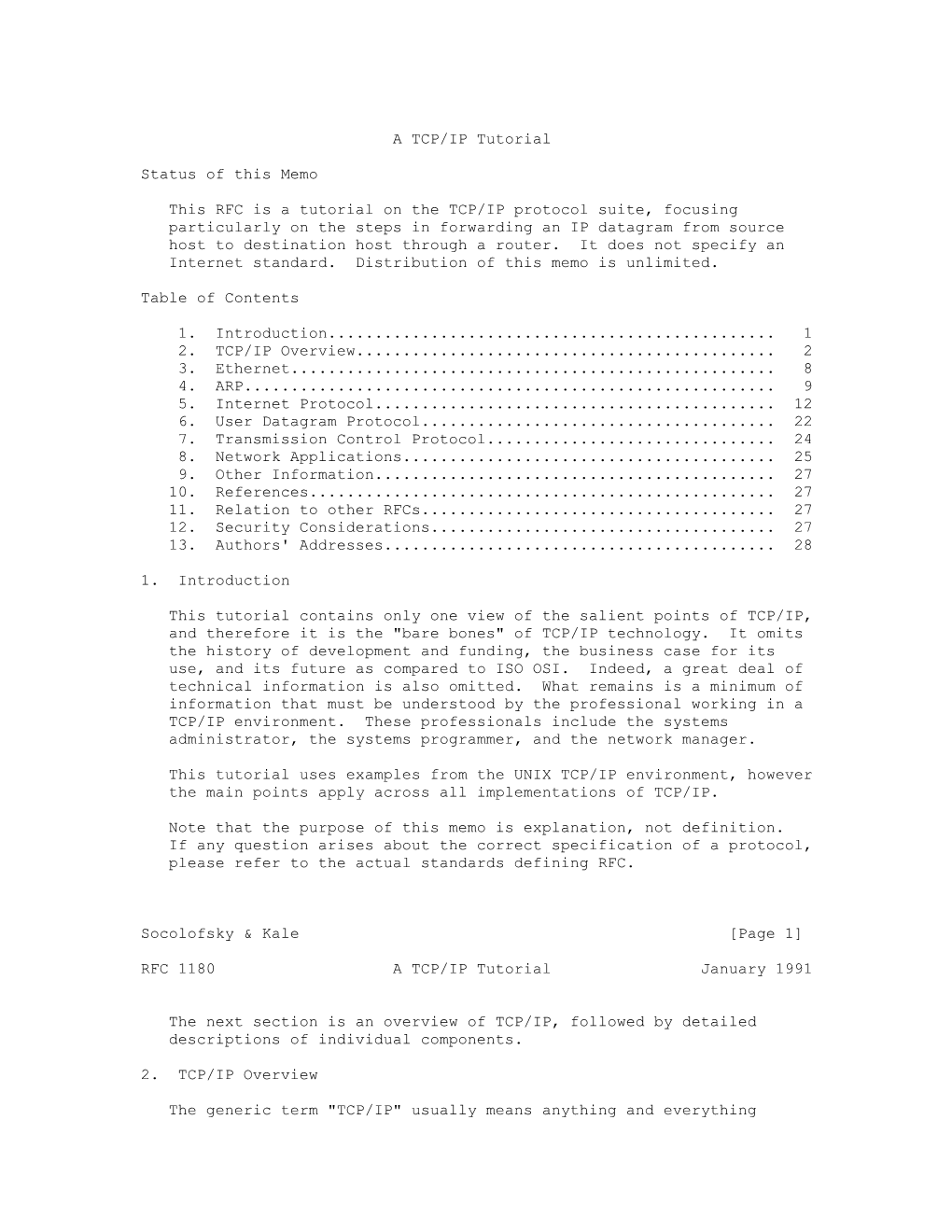 A TCP/IP Tutorial