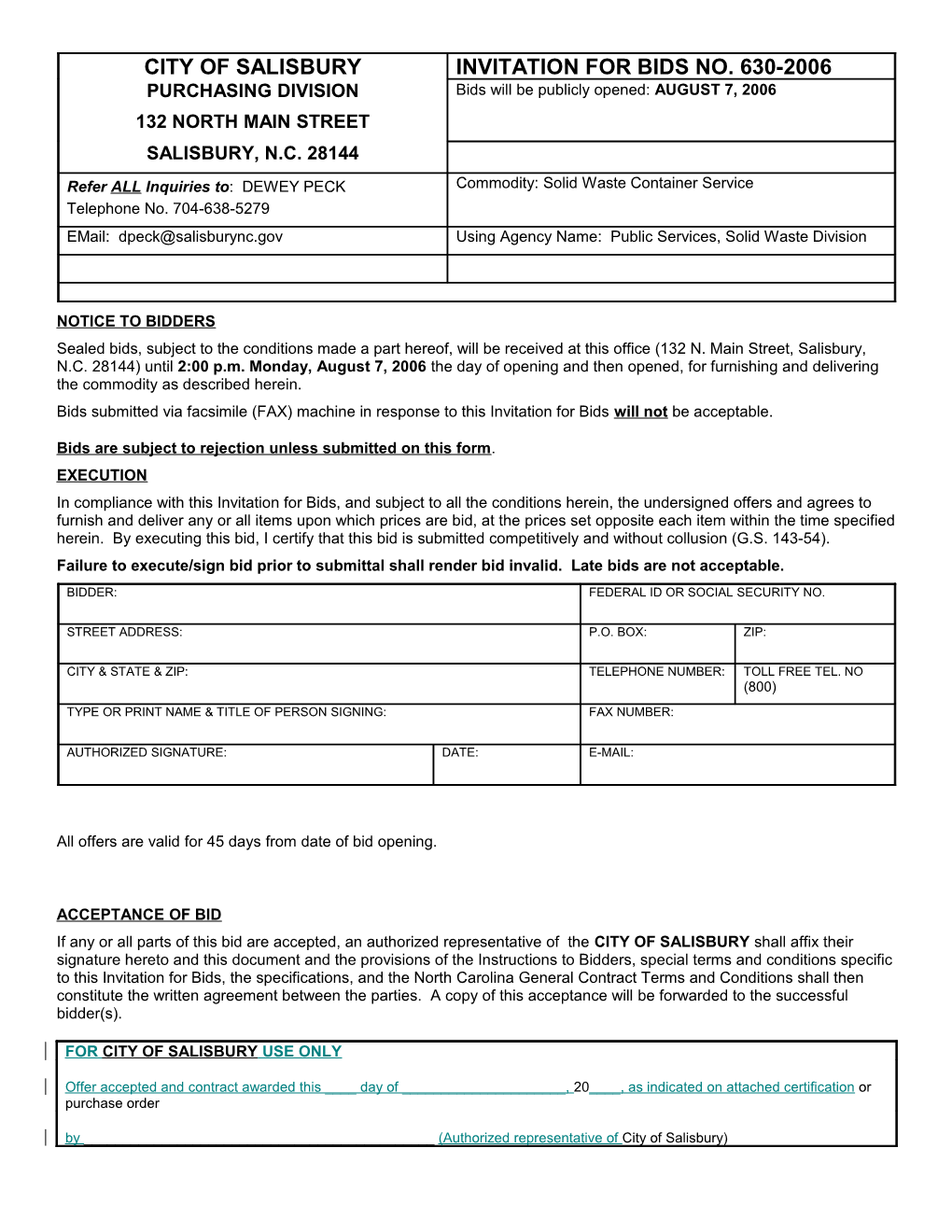 Complete IFB Form for Agency Use - 11/20/98