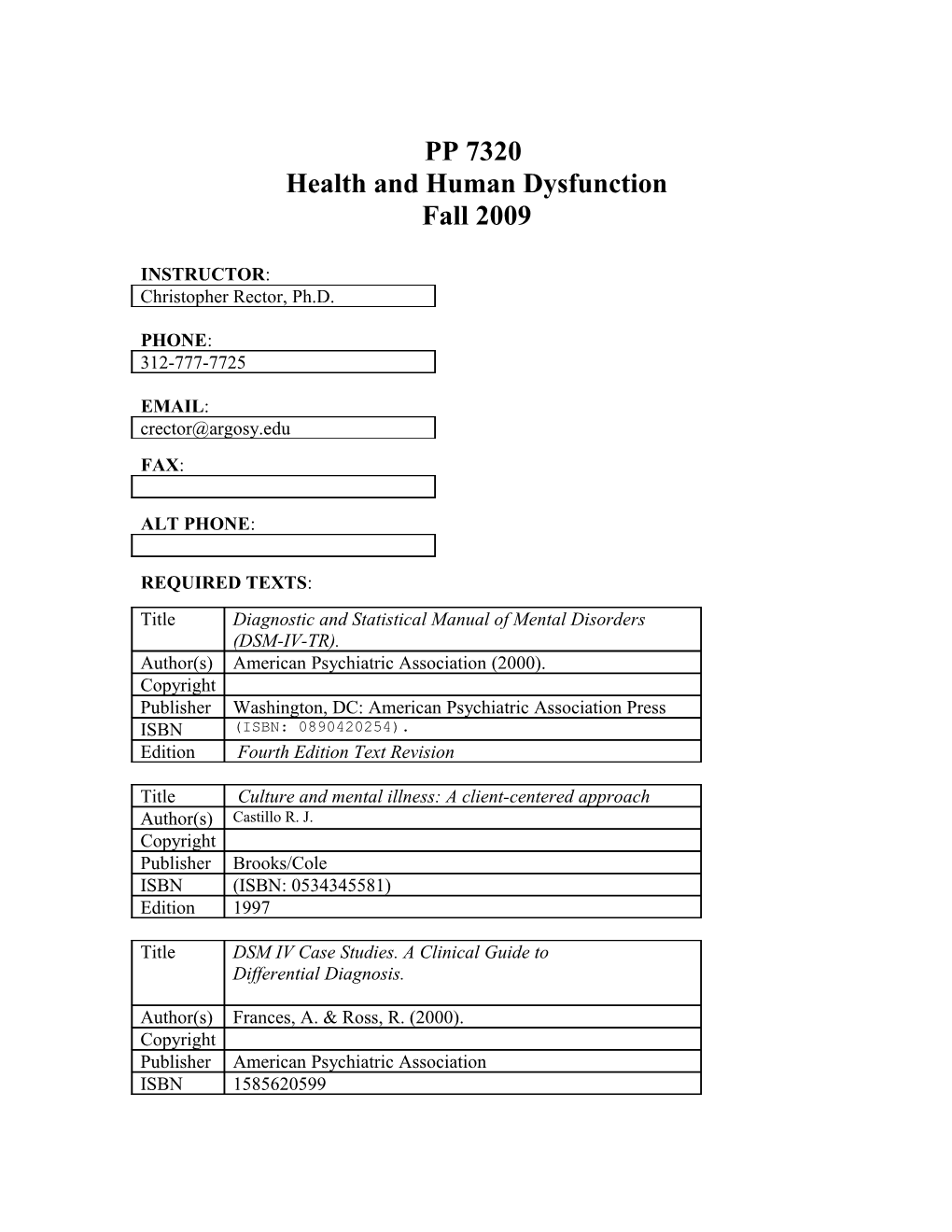 Health and Human Dysfunction s1