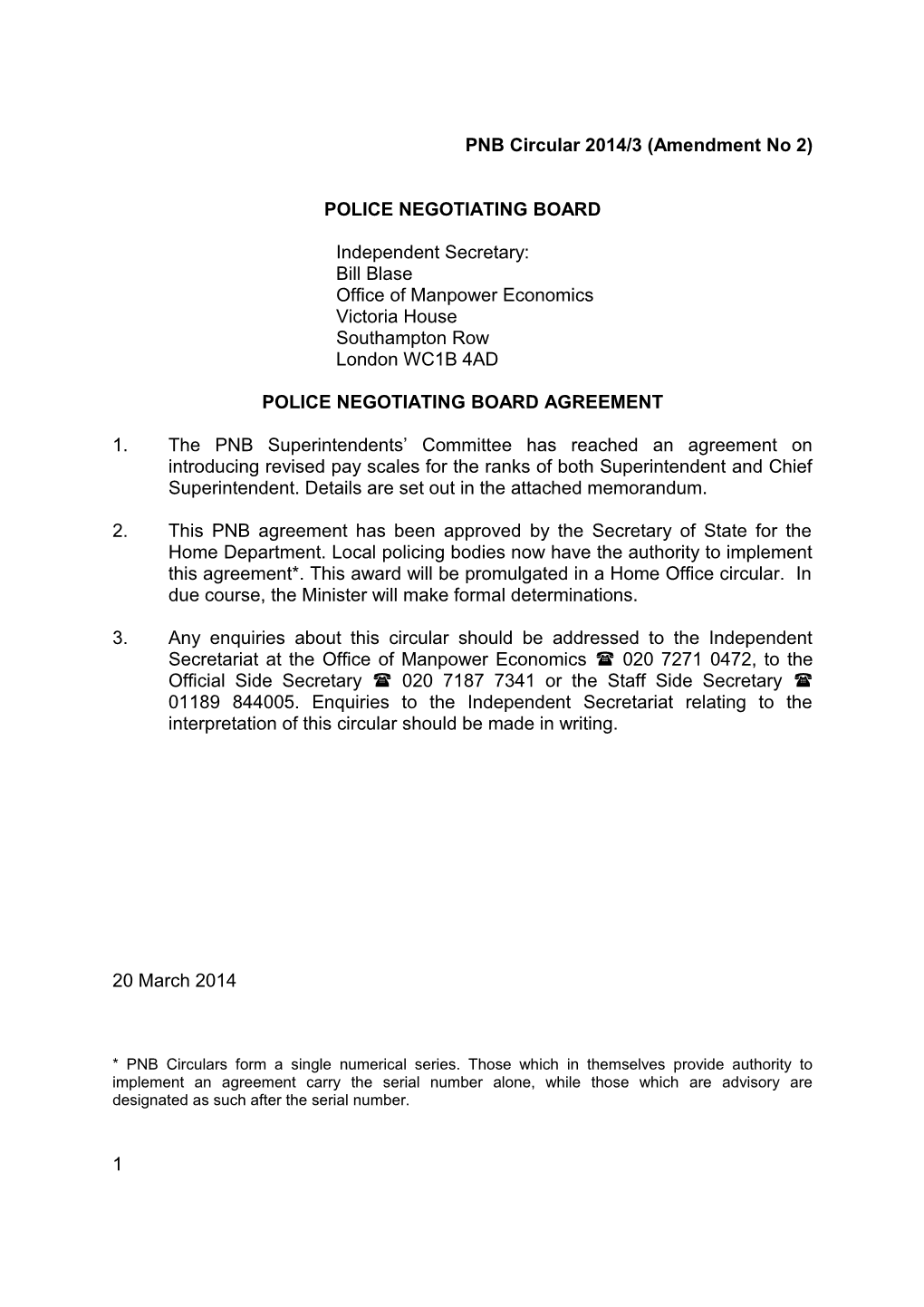 PNB Circular 2014/3 (Amendment No 2)