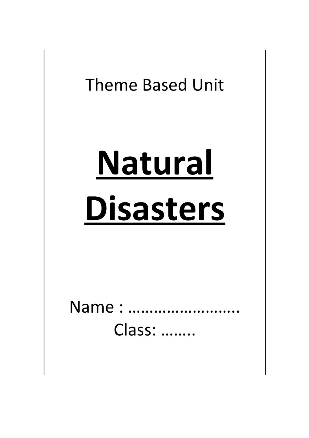 Natural Disasters Worksheet