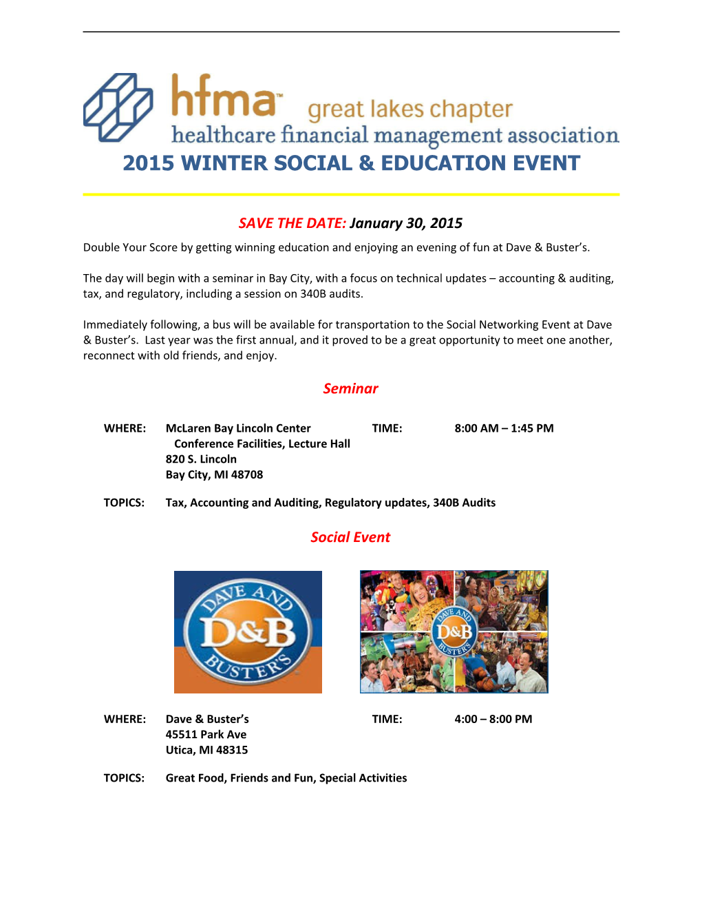 2015 Winter Social & Education Event
