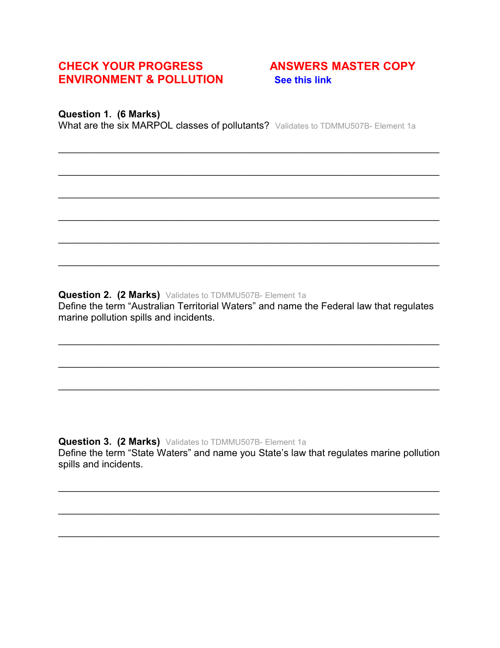 Pollution - Sample Assessment