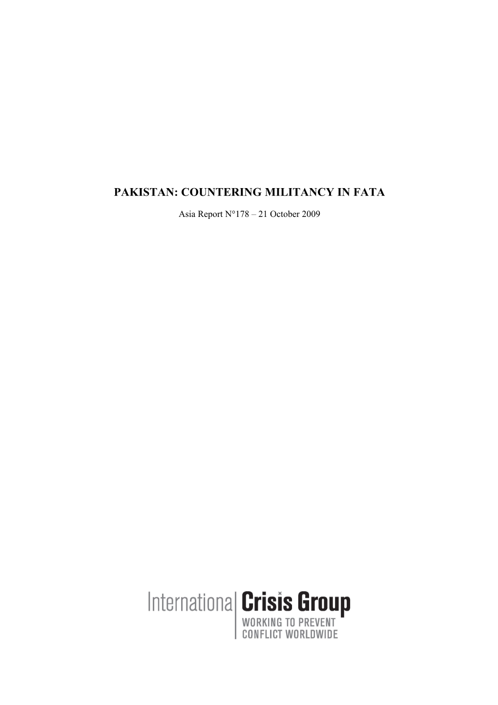 Pakistan: Countering Militancy in Fata