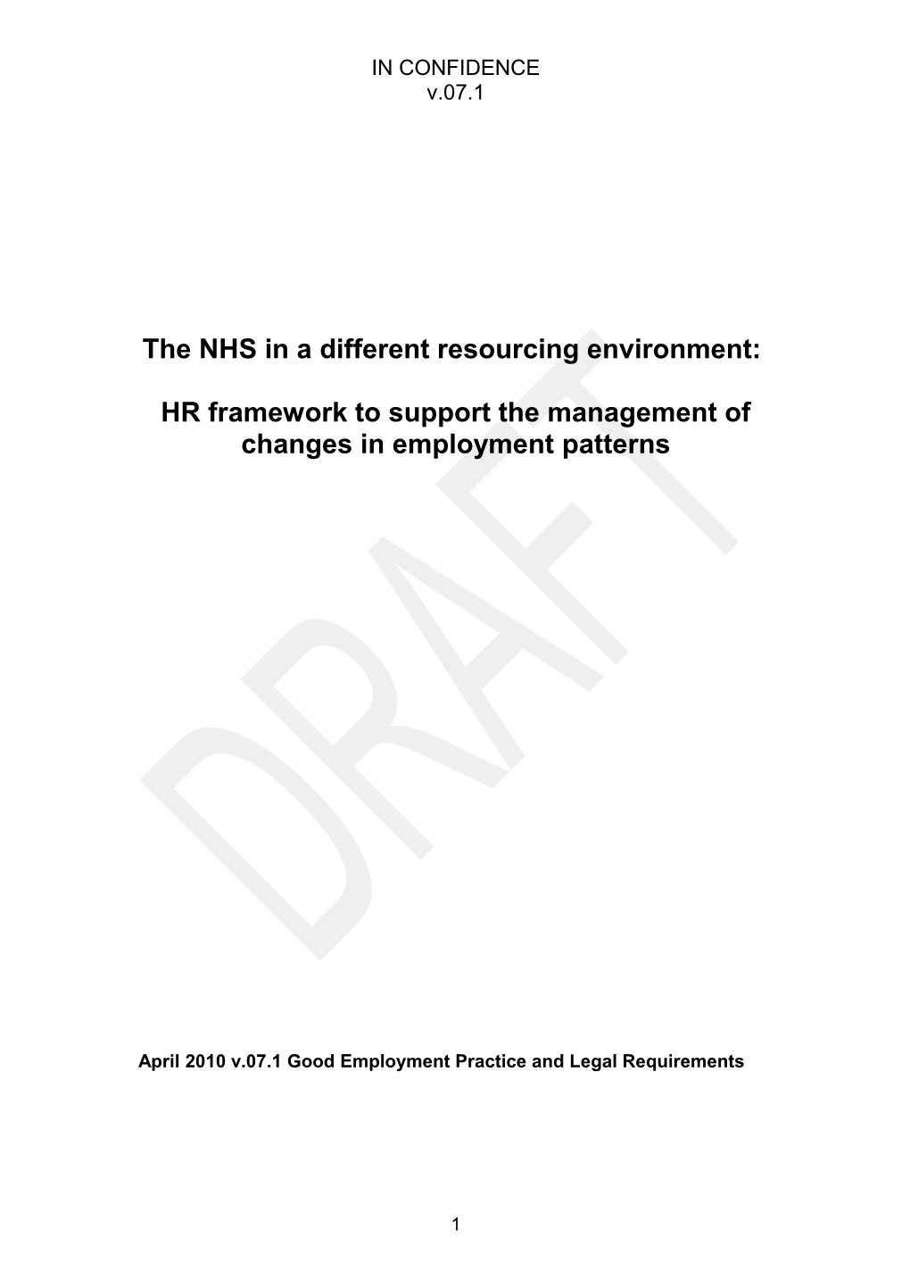 NHS 2010-15: from Good to Great, Preventative, People-Centred, Productive HR Framework