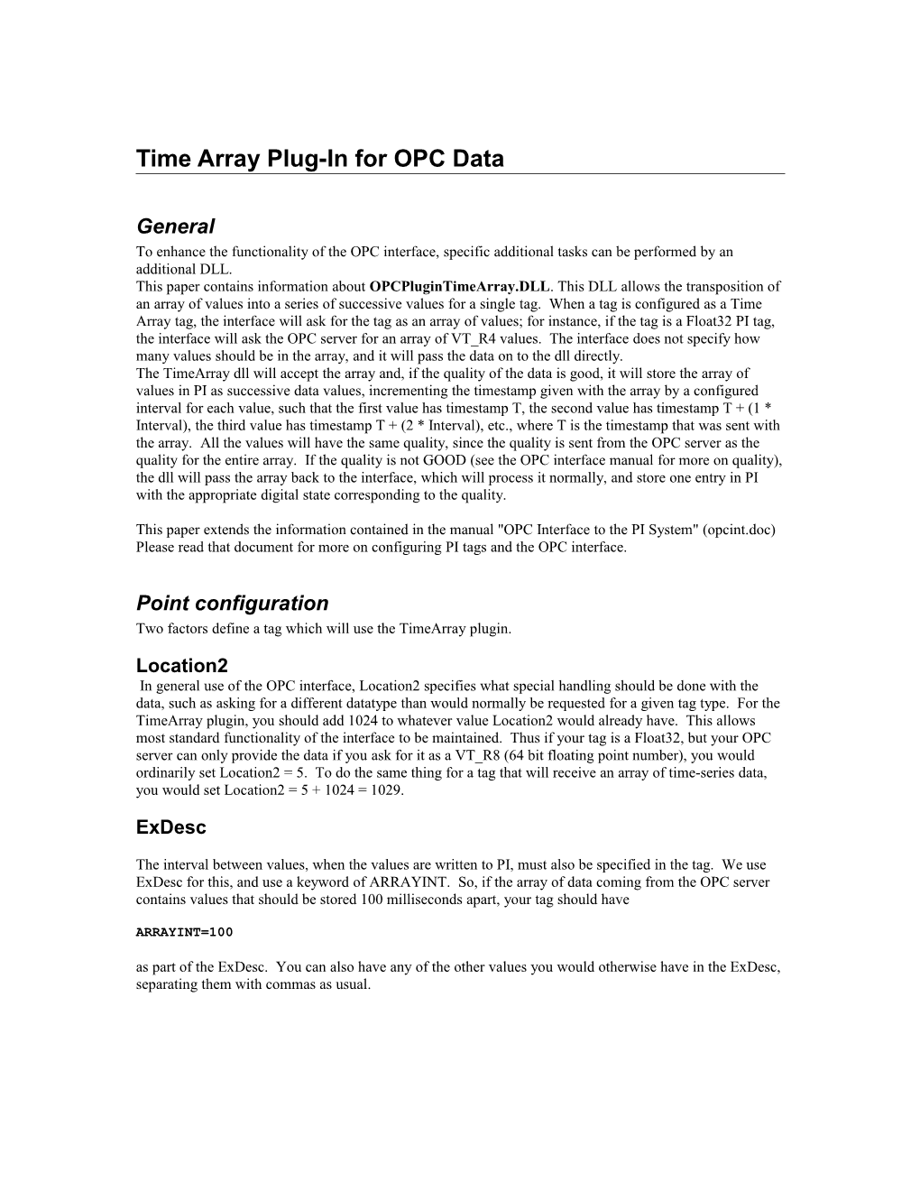 Time Array OPC Data