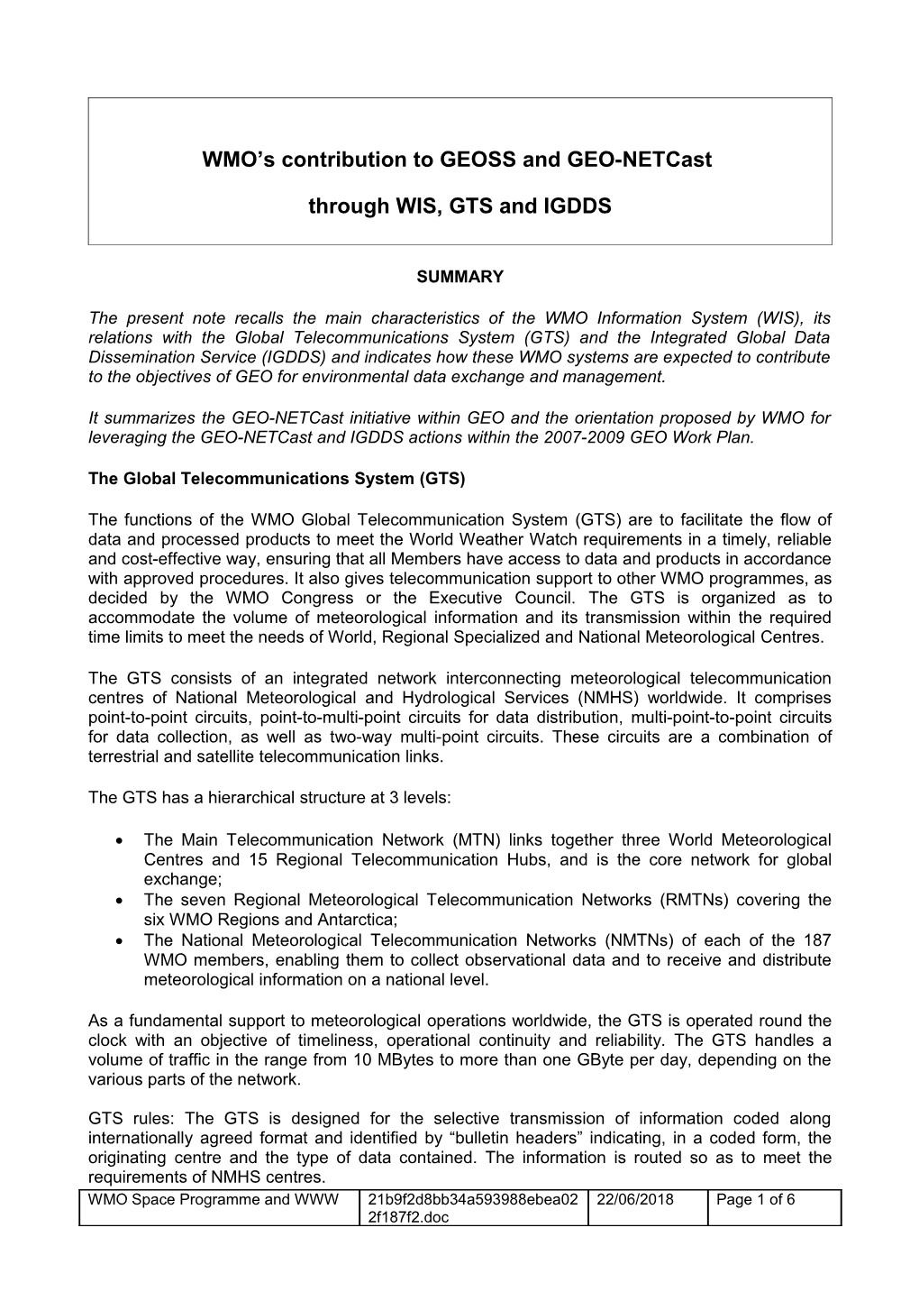 The GTS Consists of an Integrated Network of Point-To-Point Circuits, and Multi-Point Circuits