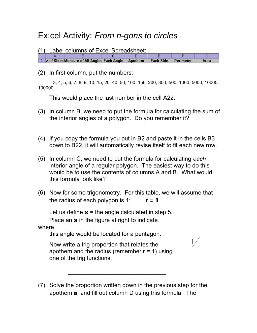 Ex:Cel Activity