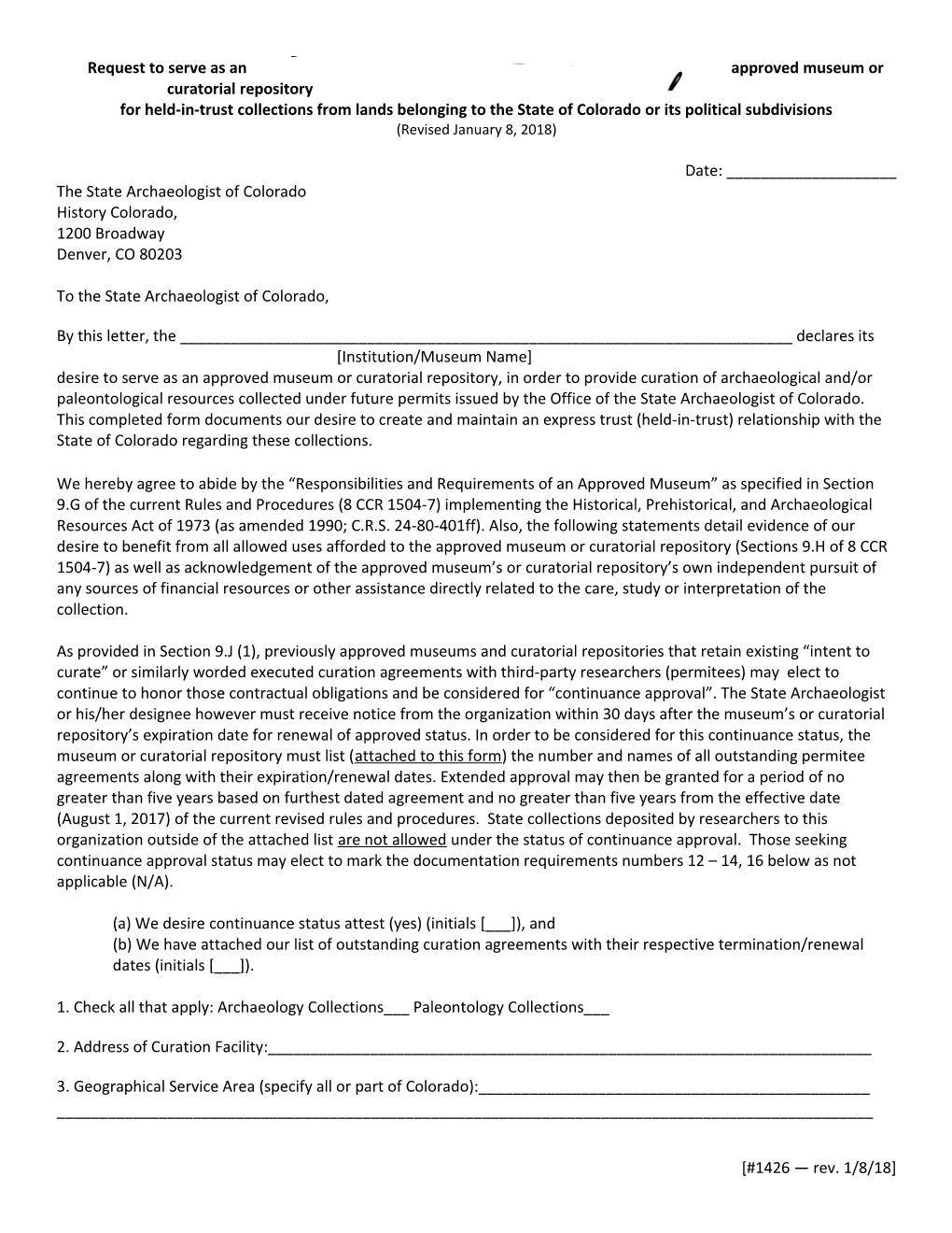 For Held-In-Trust Collections from Lands Belonging to the State of Colorado Or Its Political