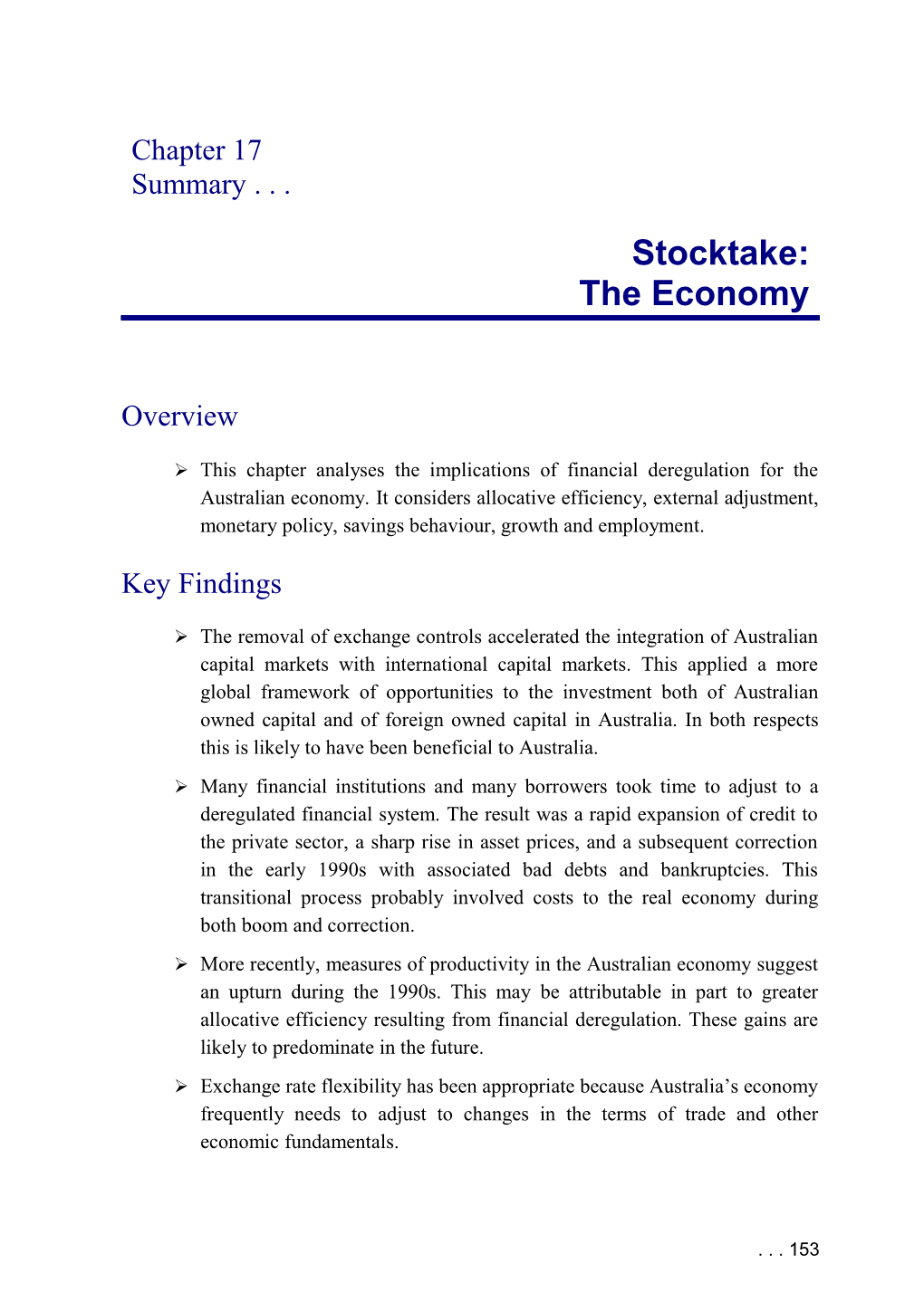 Financial System Inquiry (Wallis Report) - Stocktake: the Economy