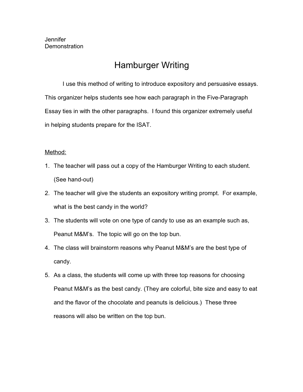Hamburger Writing