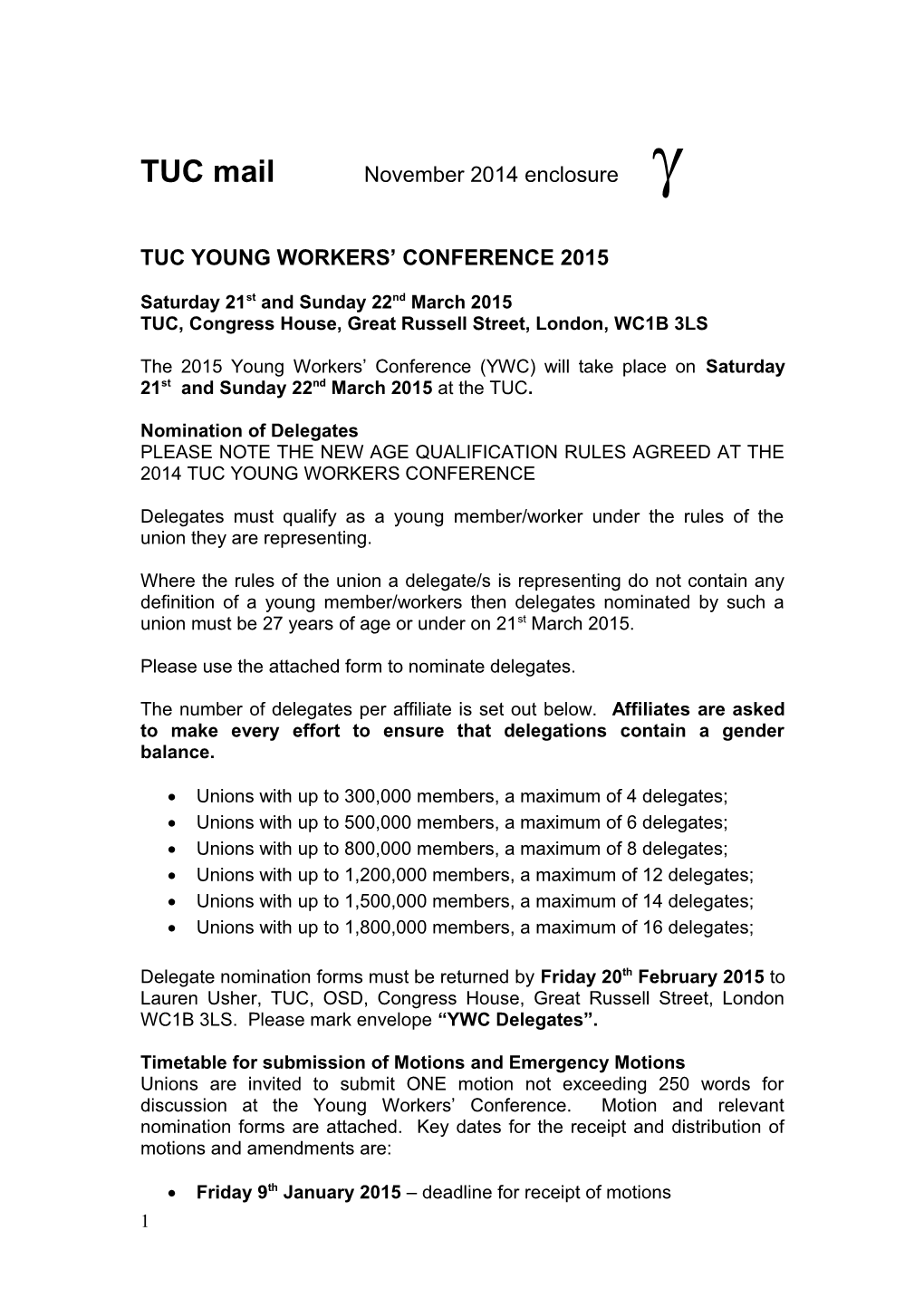 Tuc Young Workers Conference 2015