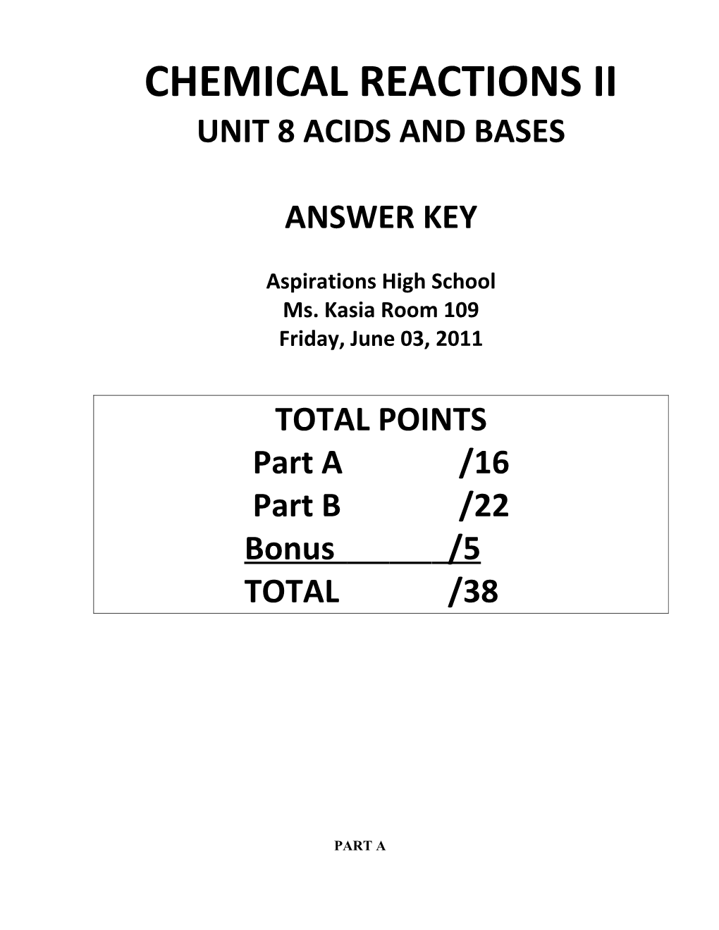 Unit 8 Acids and Bases