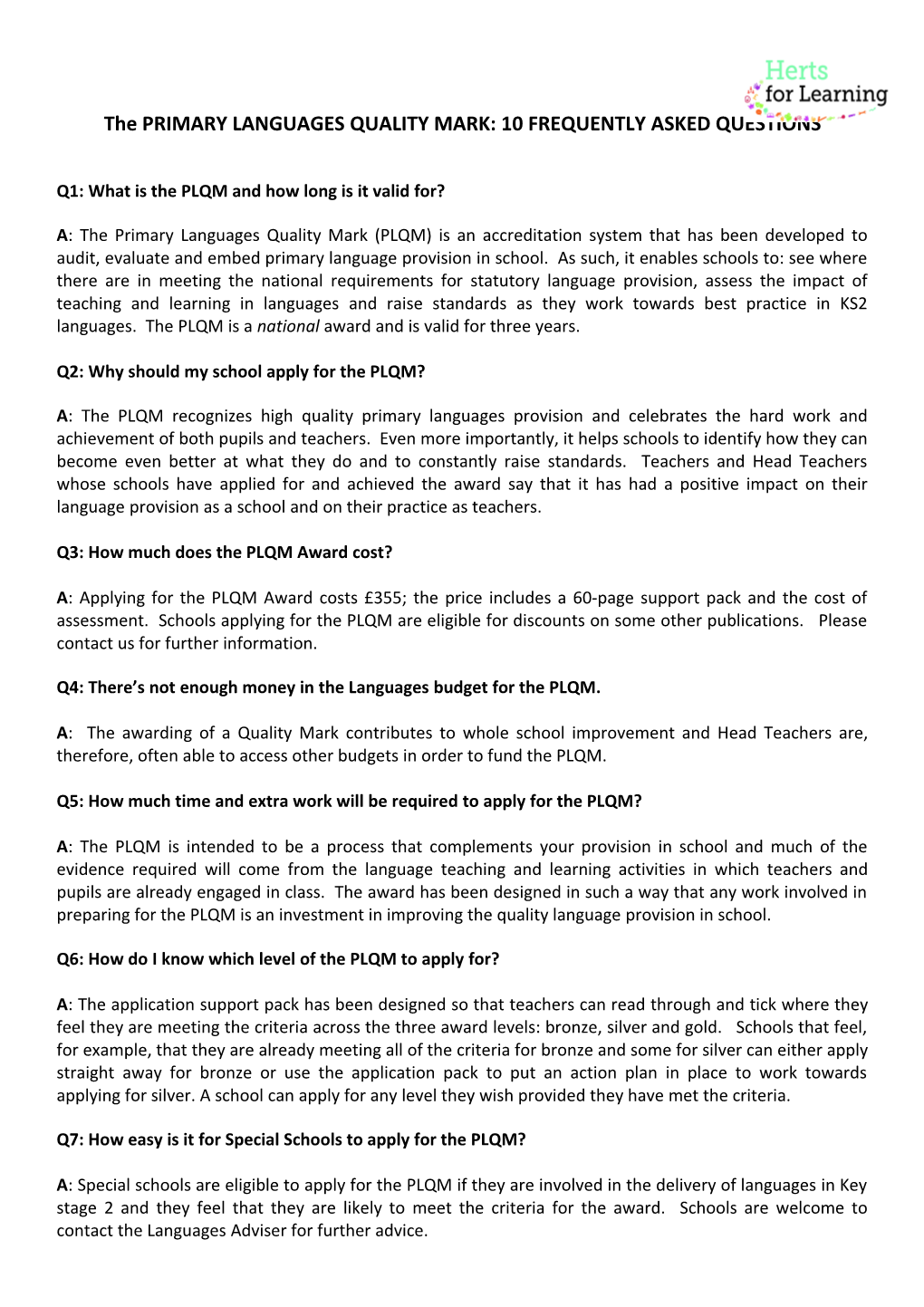 Q1: What Is the PLQM and How Long Is It Valid For?