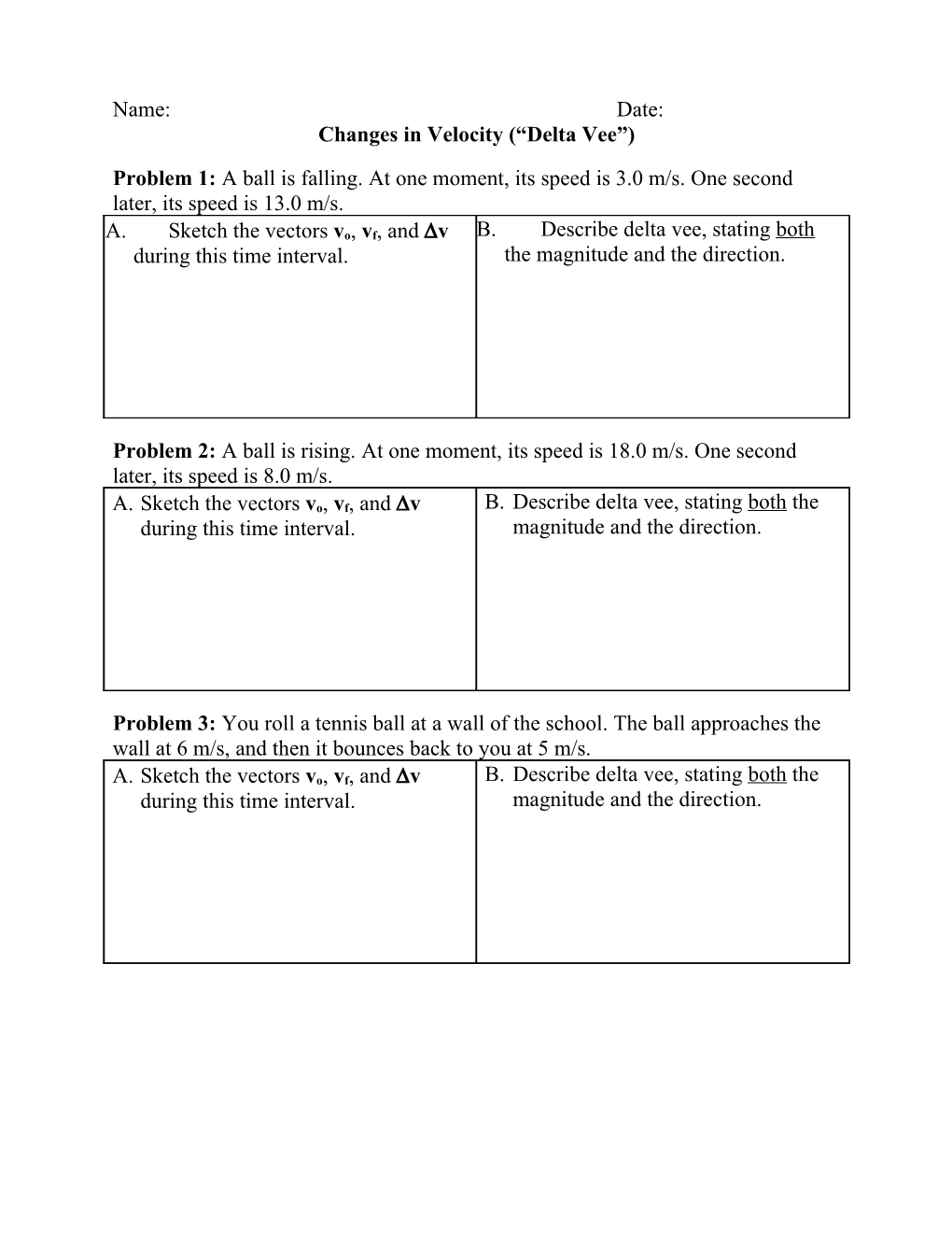 Changes in Velocity