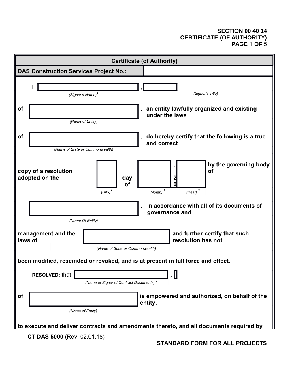 00 40 14 Certificate of Authority - CT DAS MASTER