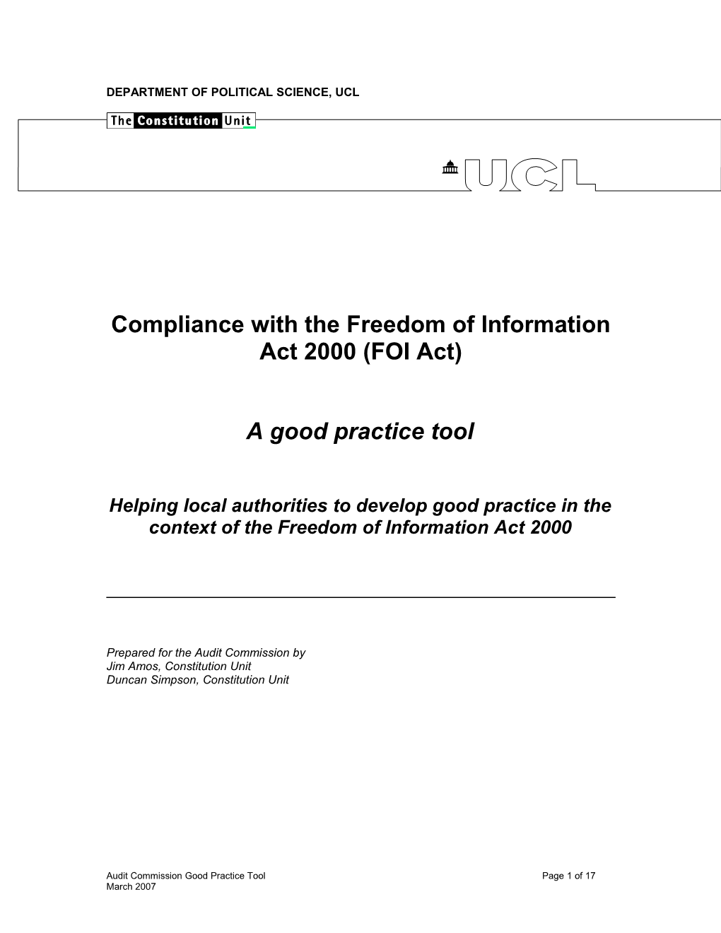 Audit Commission Good Practice Tool
