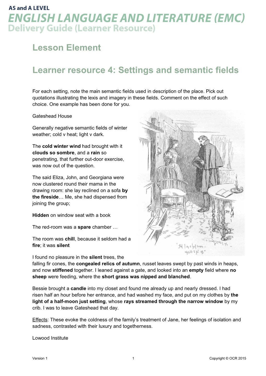 OCR AS and a Level English Language and Literature Learner Resource 4 - Settings and Semantic