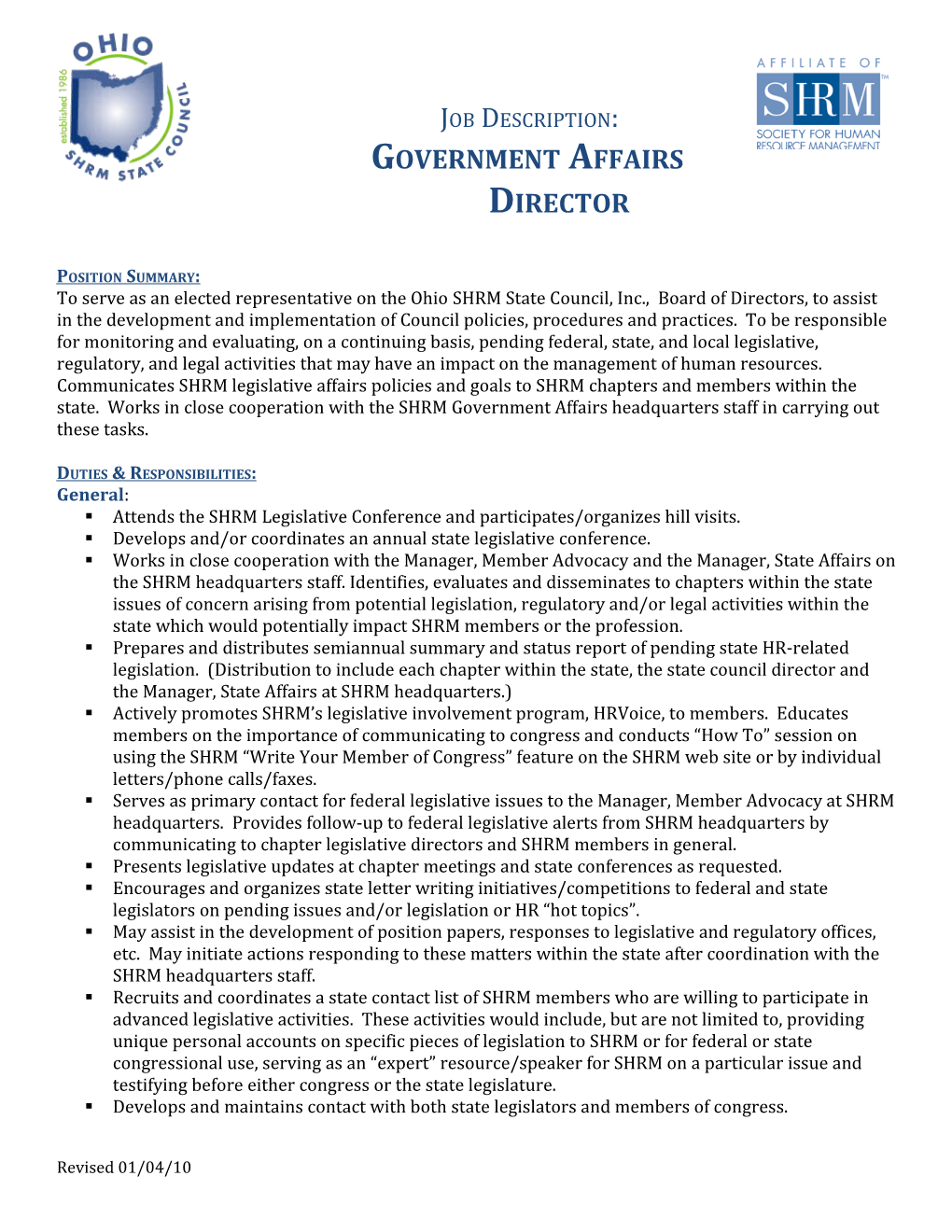 Government Affairs Director