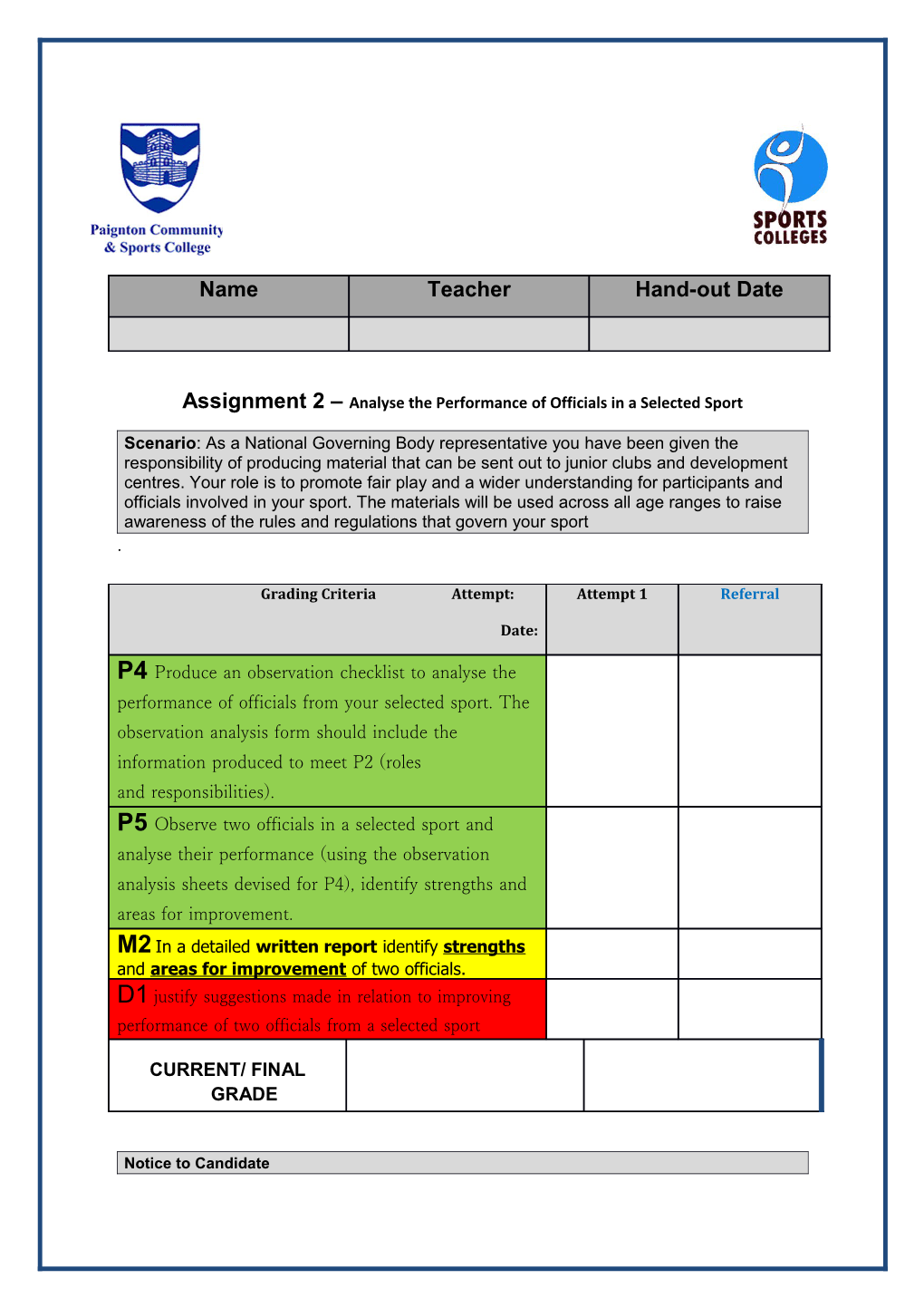 Assignment 2 Analyse the Performance of Officials in a Selected Sport