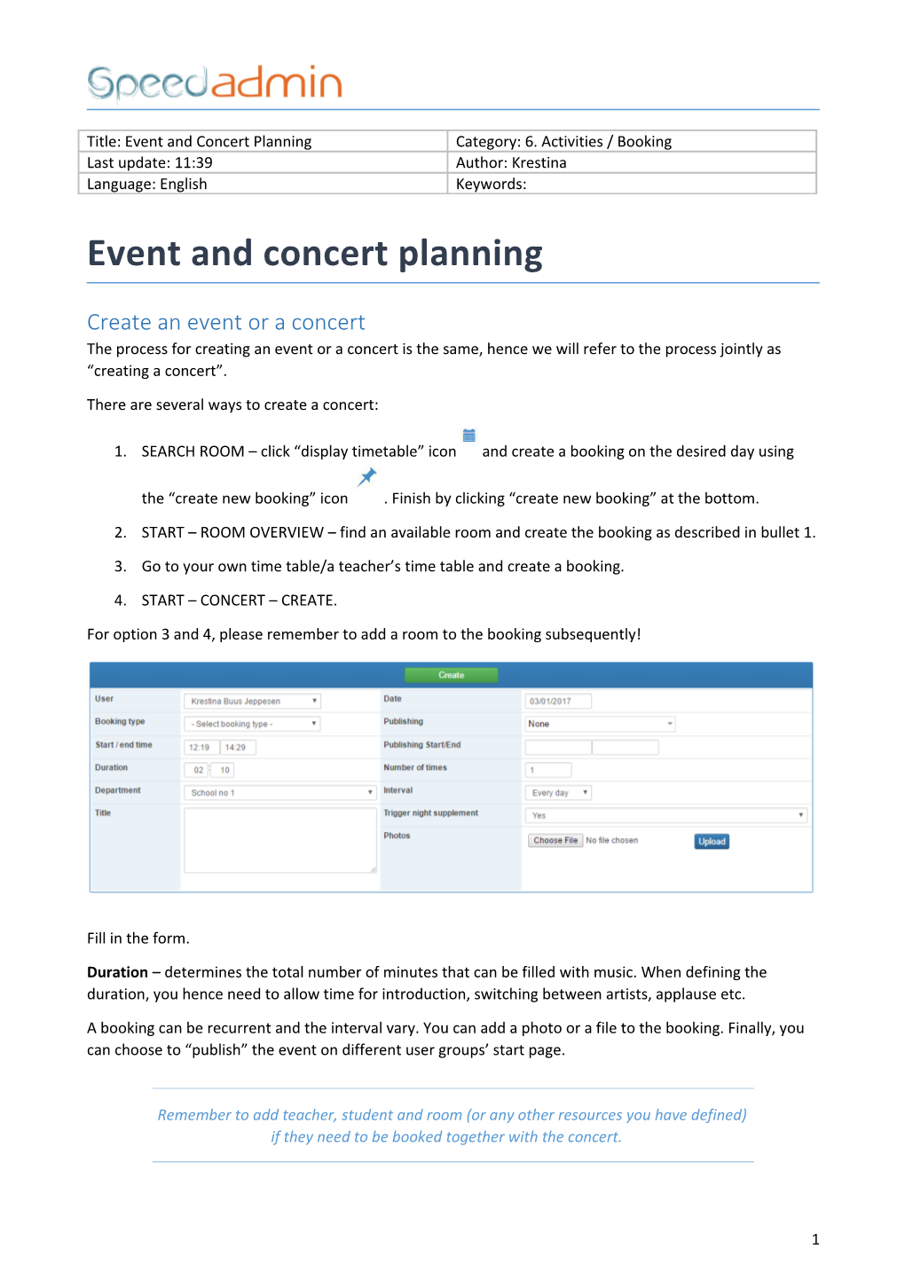 Event and Concert Planning