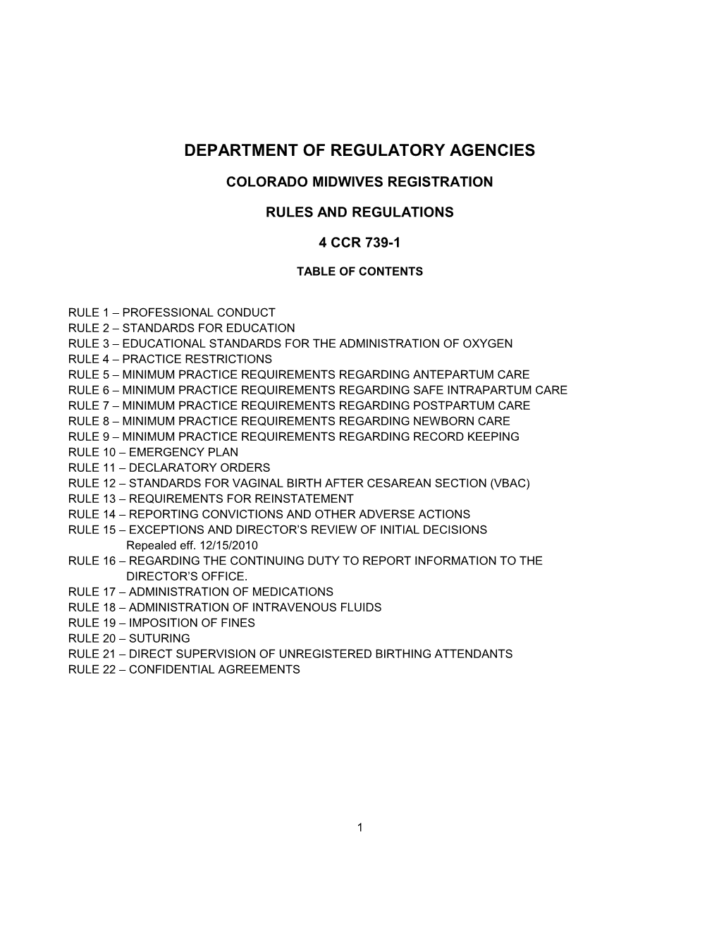 Department of Regulatory Agencies s7