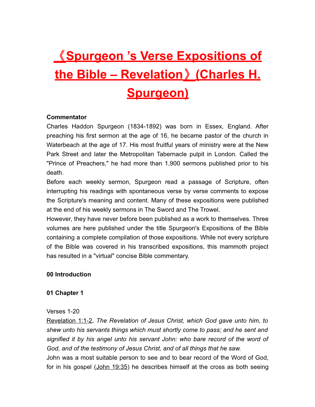 Spurgeon S Verse Expositions of the Bible Revelation (Charles H. Spurgeon)