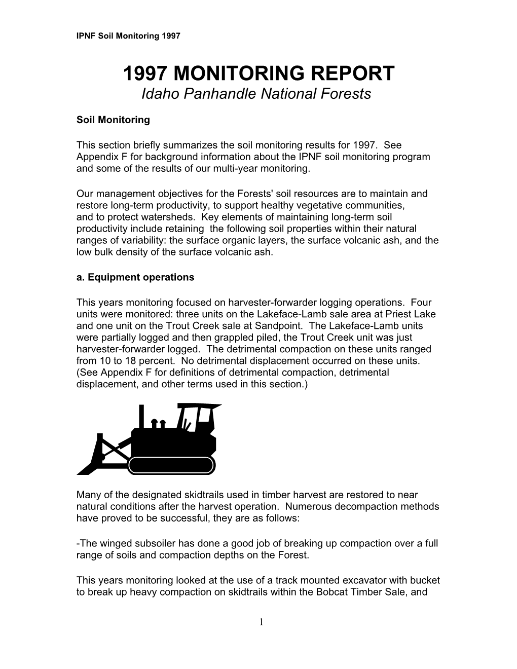 IPNF Soil Monitoring 1997