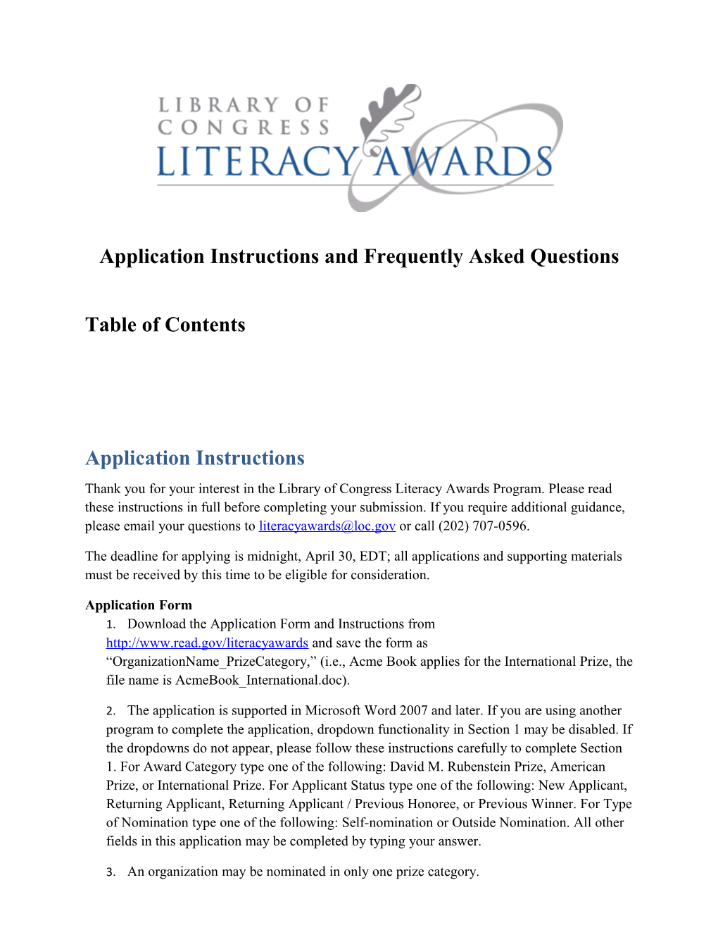 Library of Congress Literacy Awards