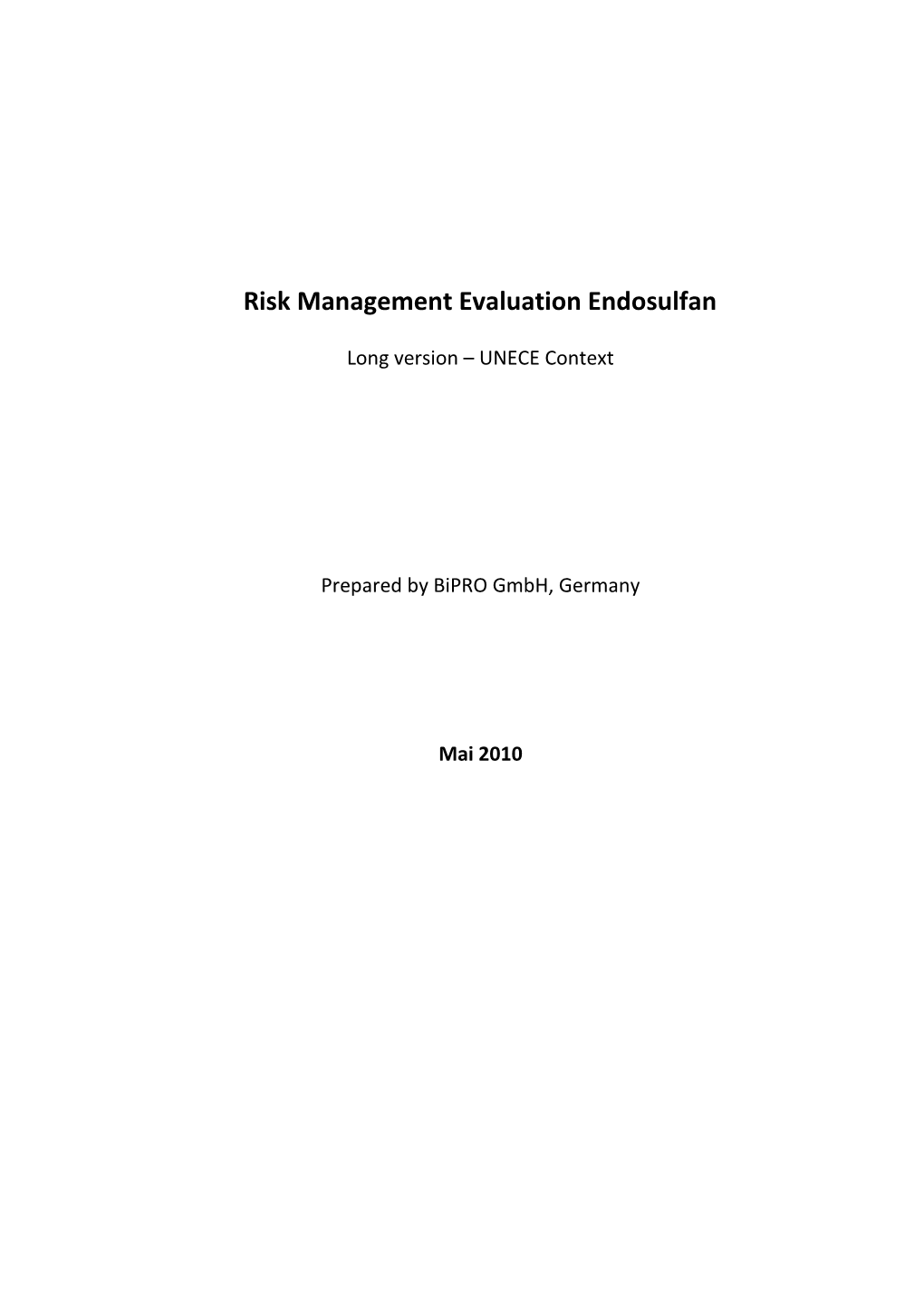 Risk Management Evaluation Endosulfan