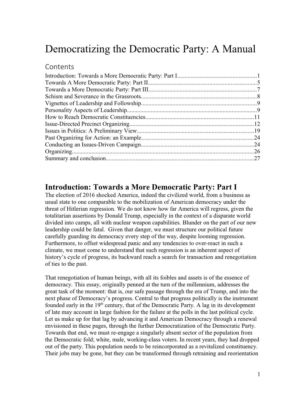 Towards a More Democratic Central Committee: Part I